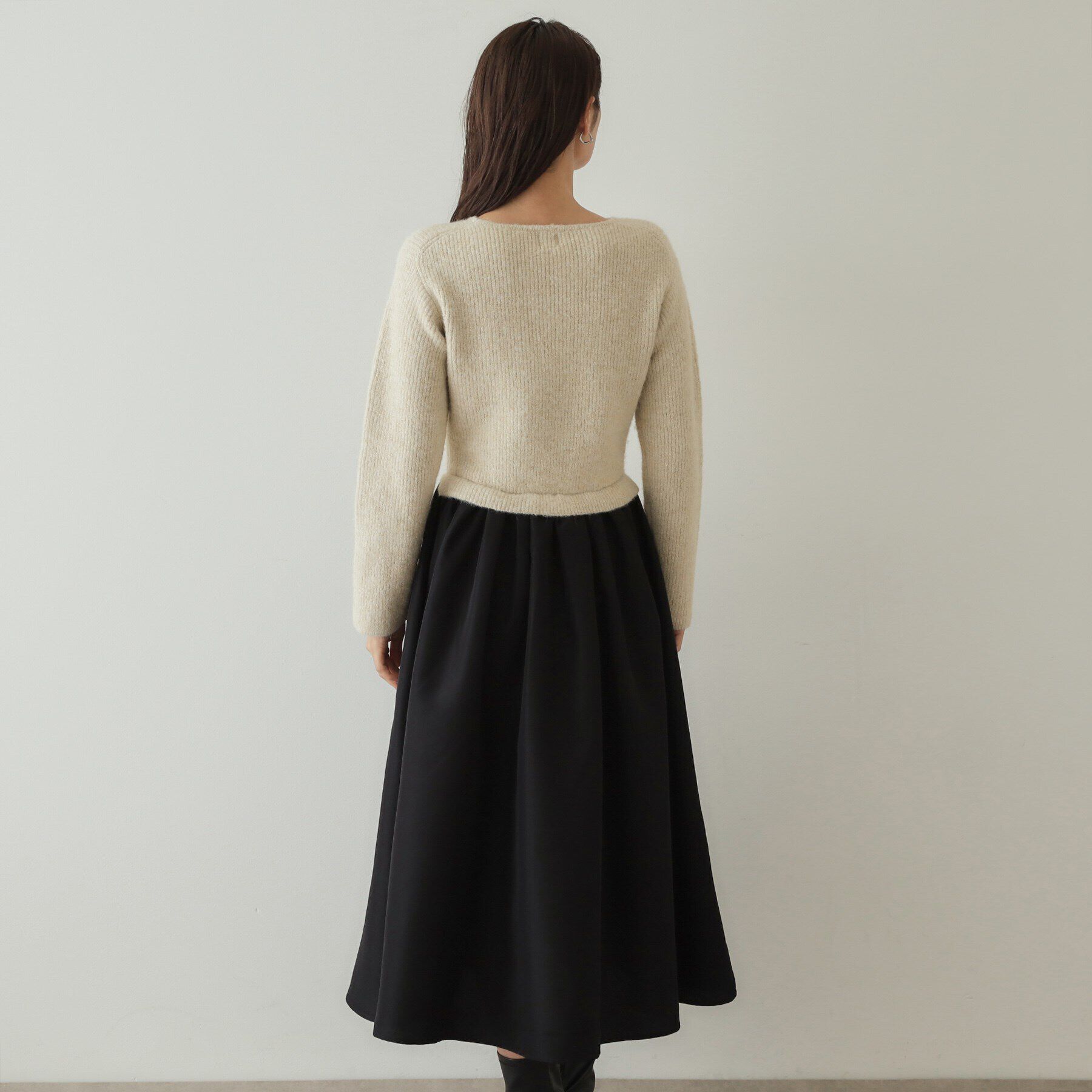 OPAQUE.CLIP「ラメ混ニット&times;フハクドッキングワンピース【洗濯機洗い可】」|ワンピース|