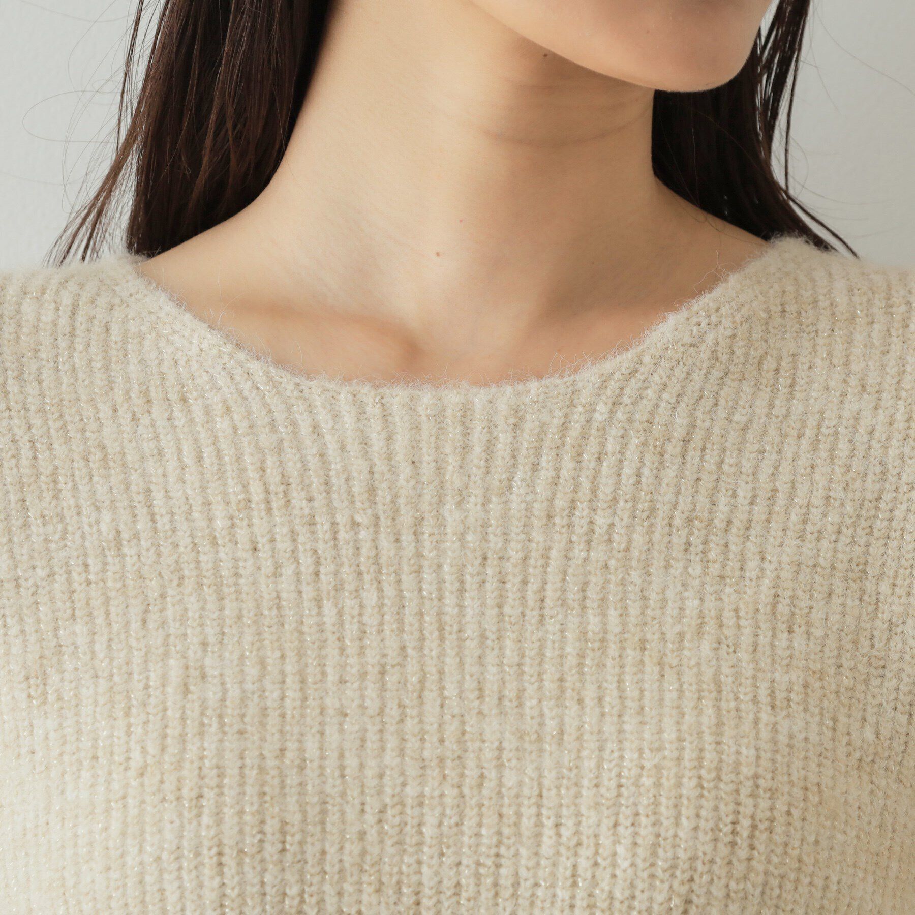 OPAQUE.CLIP「ラメ混ニット&times;フハクドッキングワンピース【洗濯機洗い可】」|ワンピース|