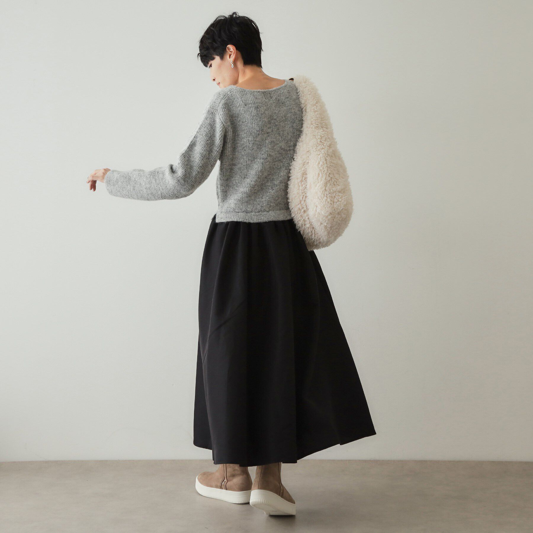 OPAQUE.CLIP「ラメ混ニット&times;フハクドッキングワンピース【洗濯機洗い可】」|ワンピース|