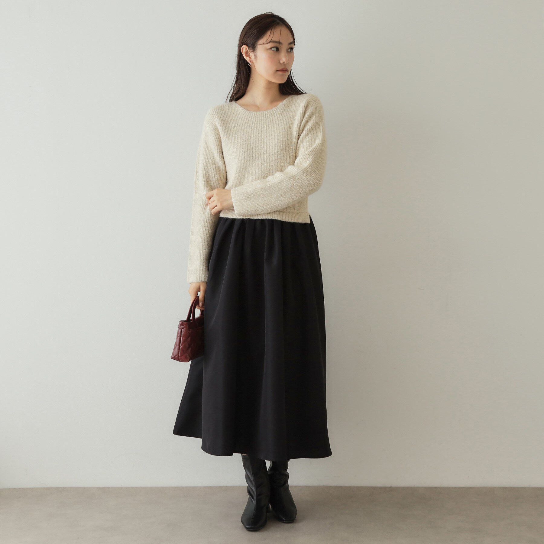 OPAQUE.CLIP「ラメ混ニット&times;フハクドッキングワンピース【洗濯機洗い可】」|ワンピース|