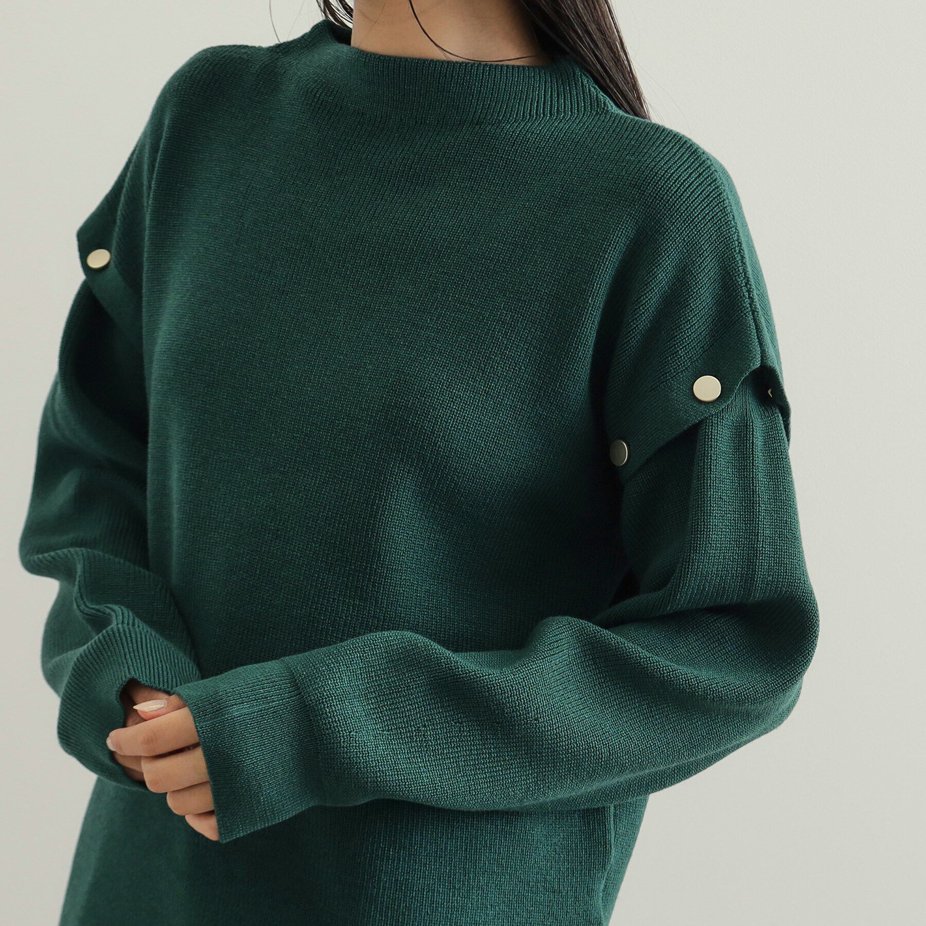 OPAQUE.CLIP「肩ボタンデザインニット【洗濯機洗い可】」|ニット・セーター|