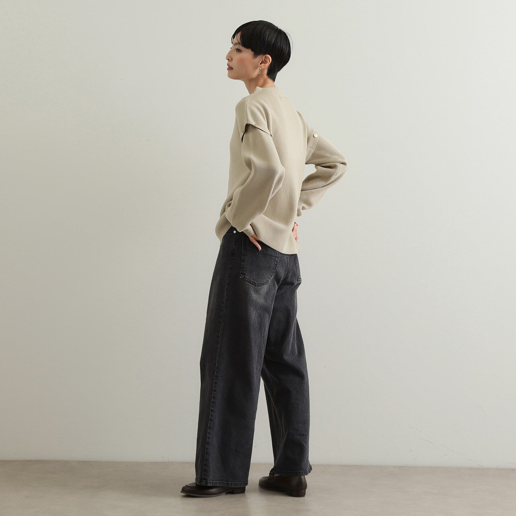 OPAQUE.CLIP「肩ボタンデザインニット【洗濯機洗い可】」|ニット・セーター|