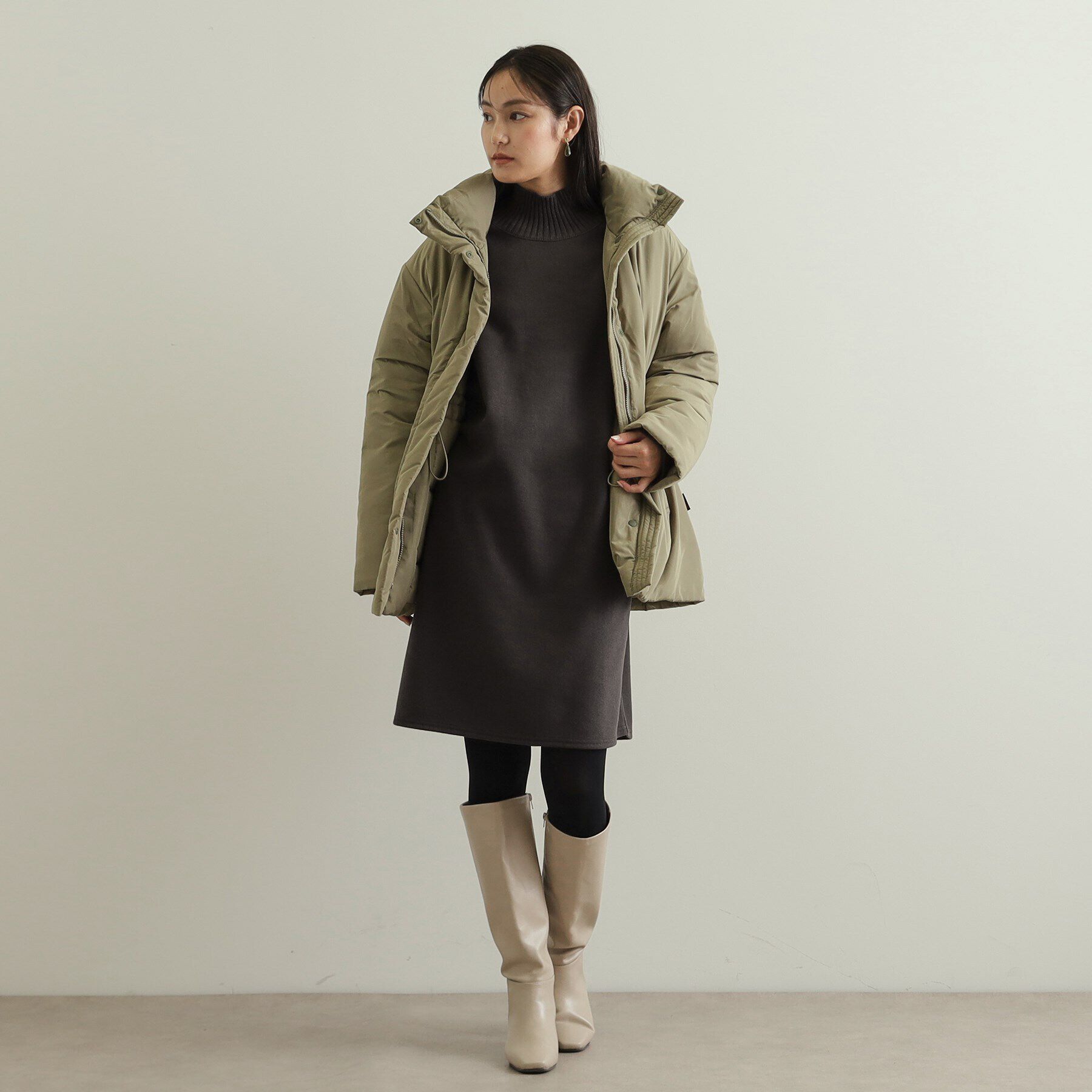 OPAQUE.CLIP「ウールライクメルトンミディワンピース【洗濯機洗い可】」|ワンピース|