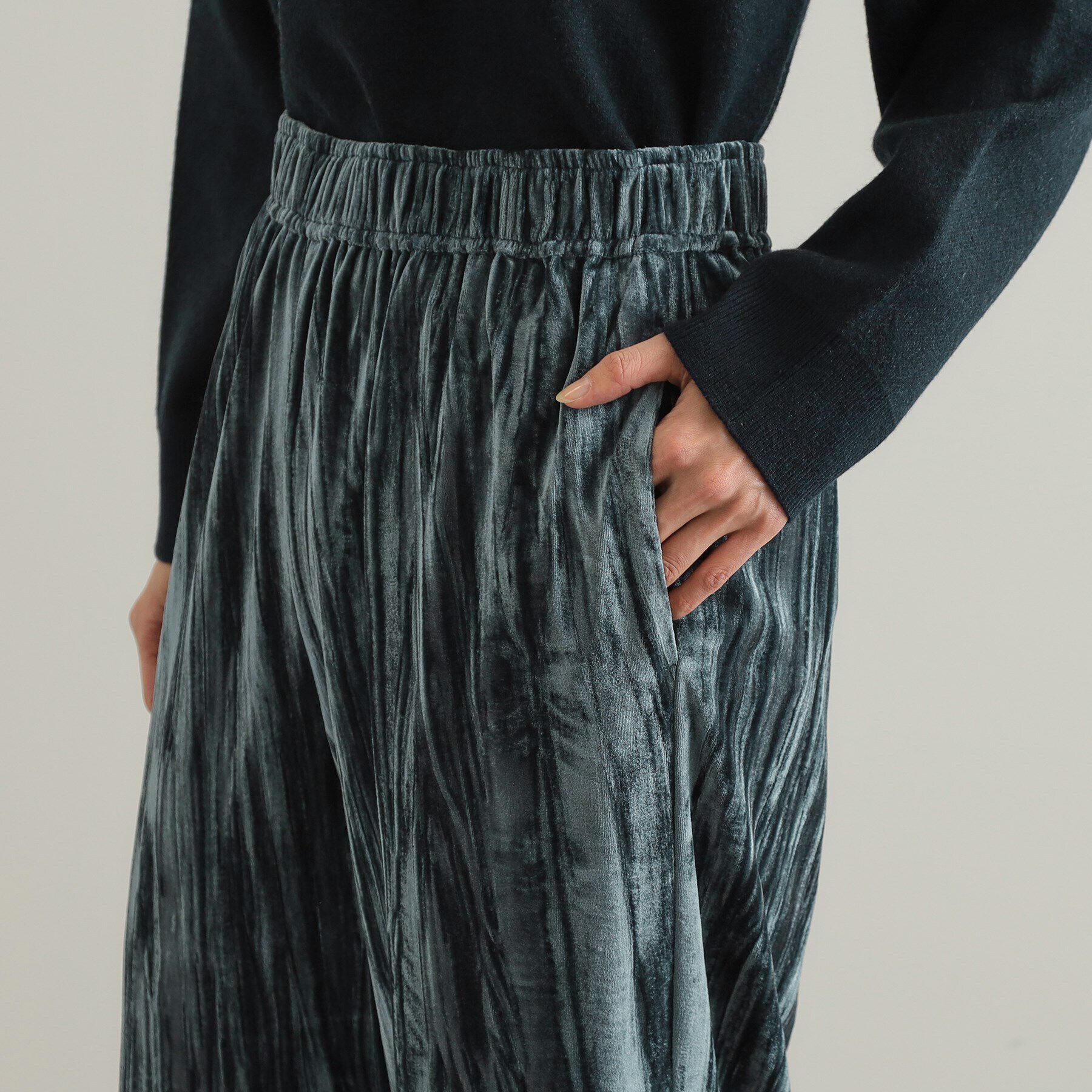 OPAQUE.CLIP「クラッシュベロア イージーワイドパンツ【洗濯機洗い可】」|その他|