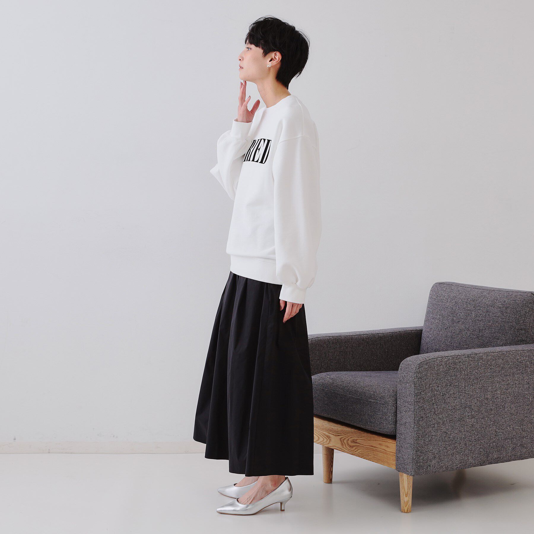 OPAQUE.CLIP「フロッキーロゴスウェット【洗濯機洗い可】」|Tシャツ・カットソー|