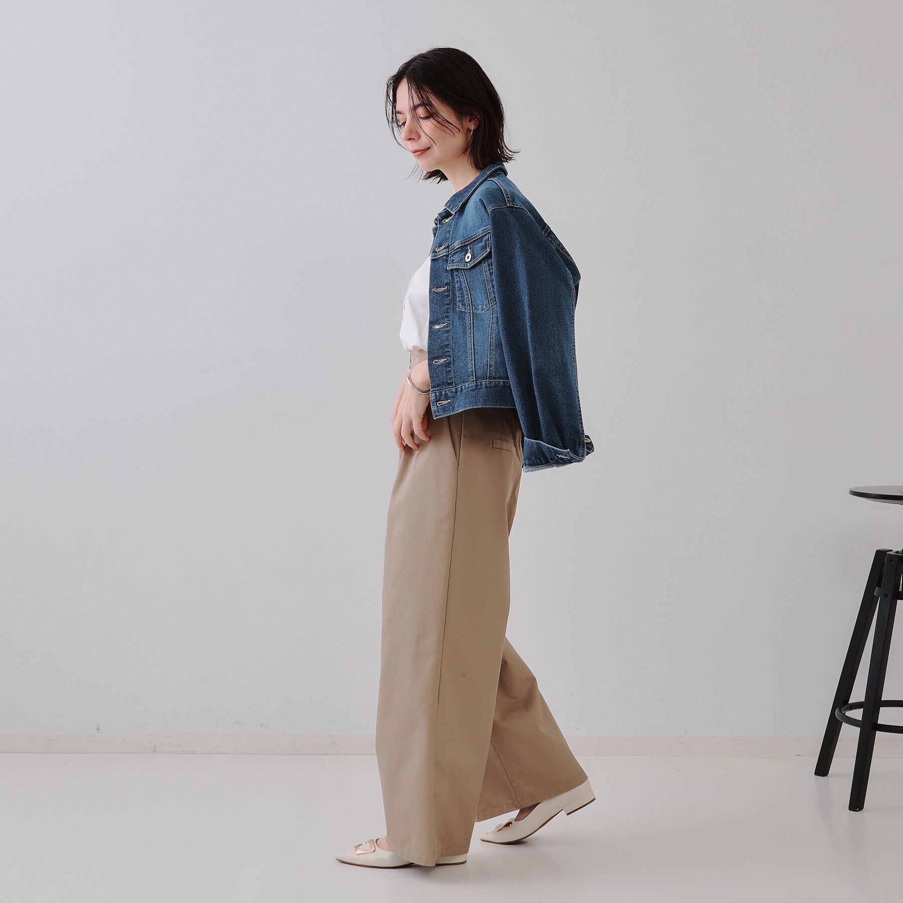 OPAQUE.CLIP「ストレッチデニムジャケット【洗濯機洗い可】」|デニムジャケット|