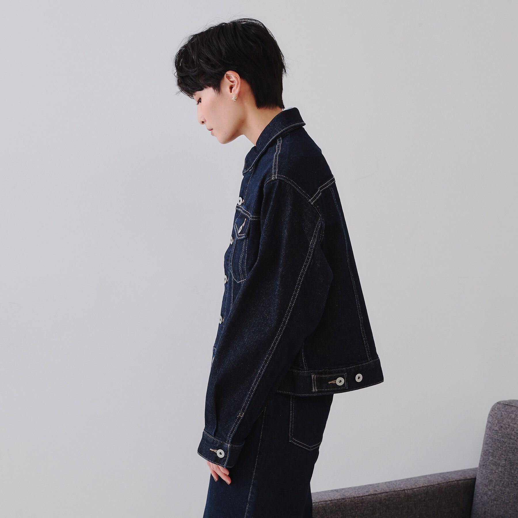 OPAQUE.CLIP「ストレッチデニムジャケット【洗濯機洗い可】」|デニムジャケット|