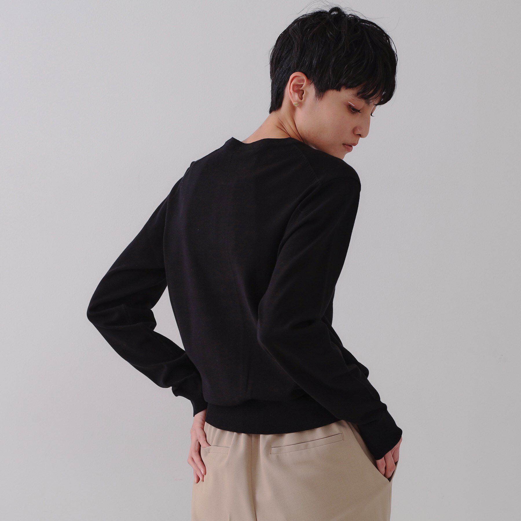 OPAQUE.CLIP「クルーネックニットカーディガン/オーガニックコットン混【UV/洗濯機洗い可】」|カーディガン|