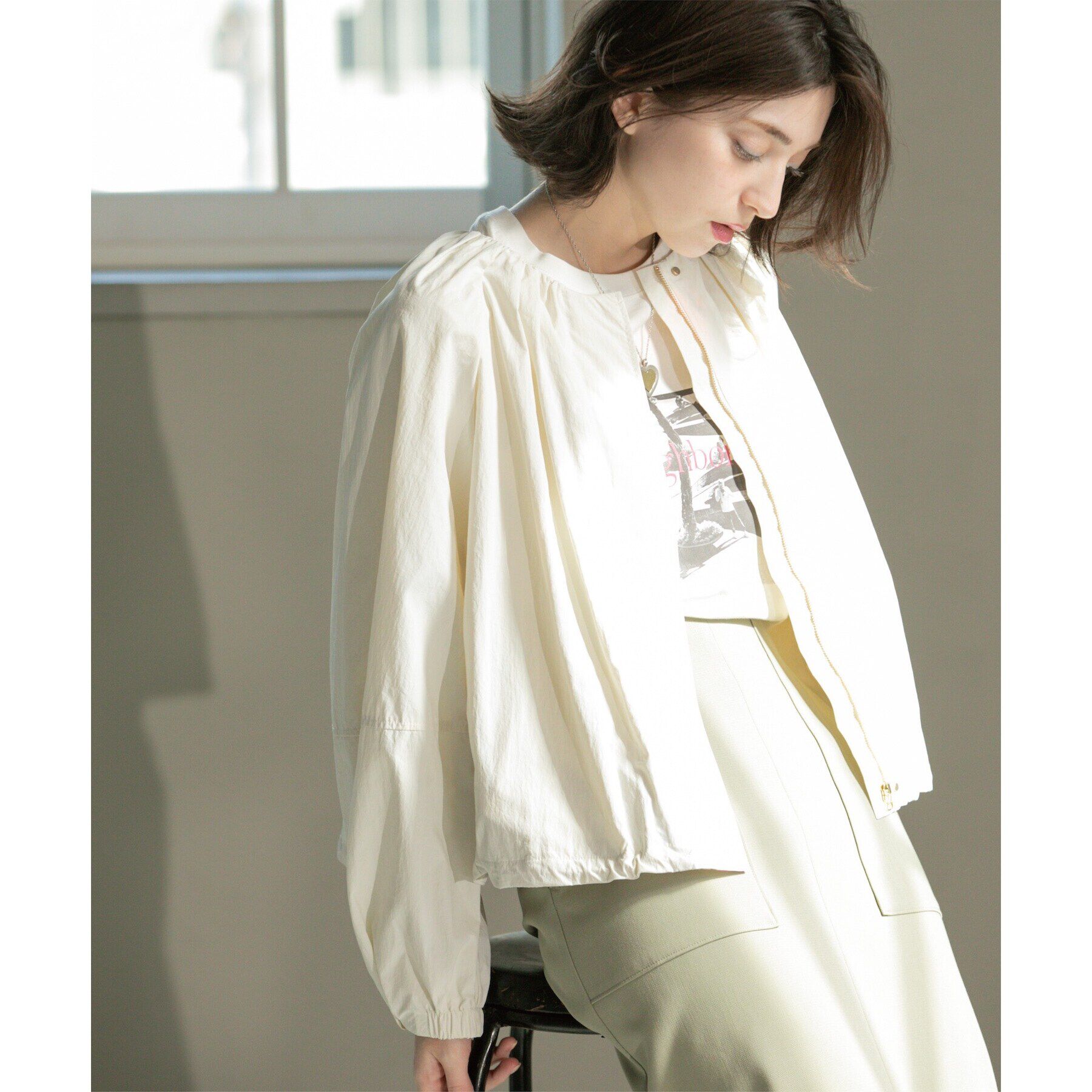 OPAQUE.CLIP「撥水ノーカーラーブルゾン【UV/洗濯機洗い可】」|ノーカラーコート|