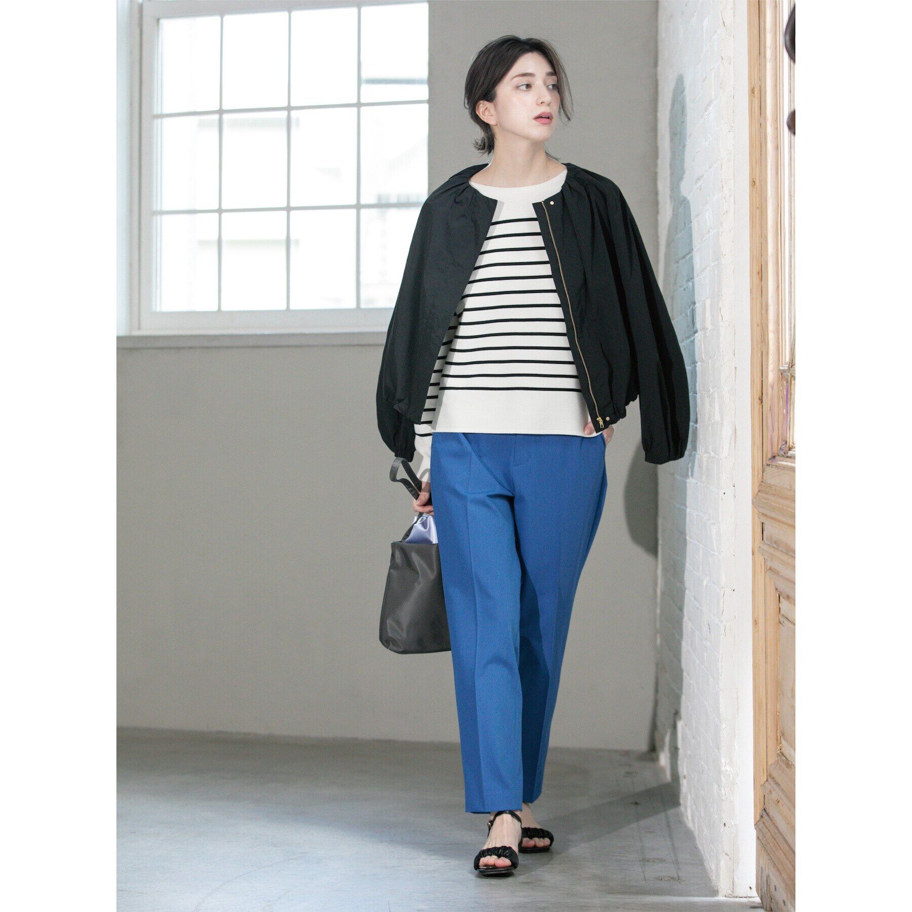 OPAQUE.CLIP「撥水ノーカーラーブルゾン【UV/洗濯機洗い可】」|ノーカラーコート|