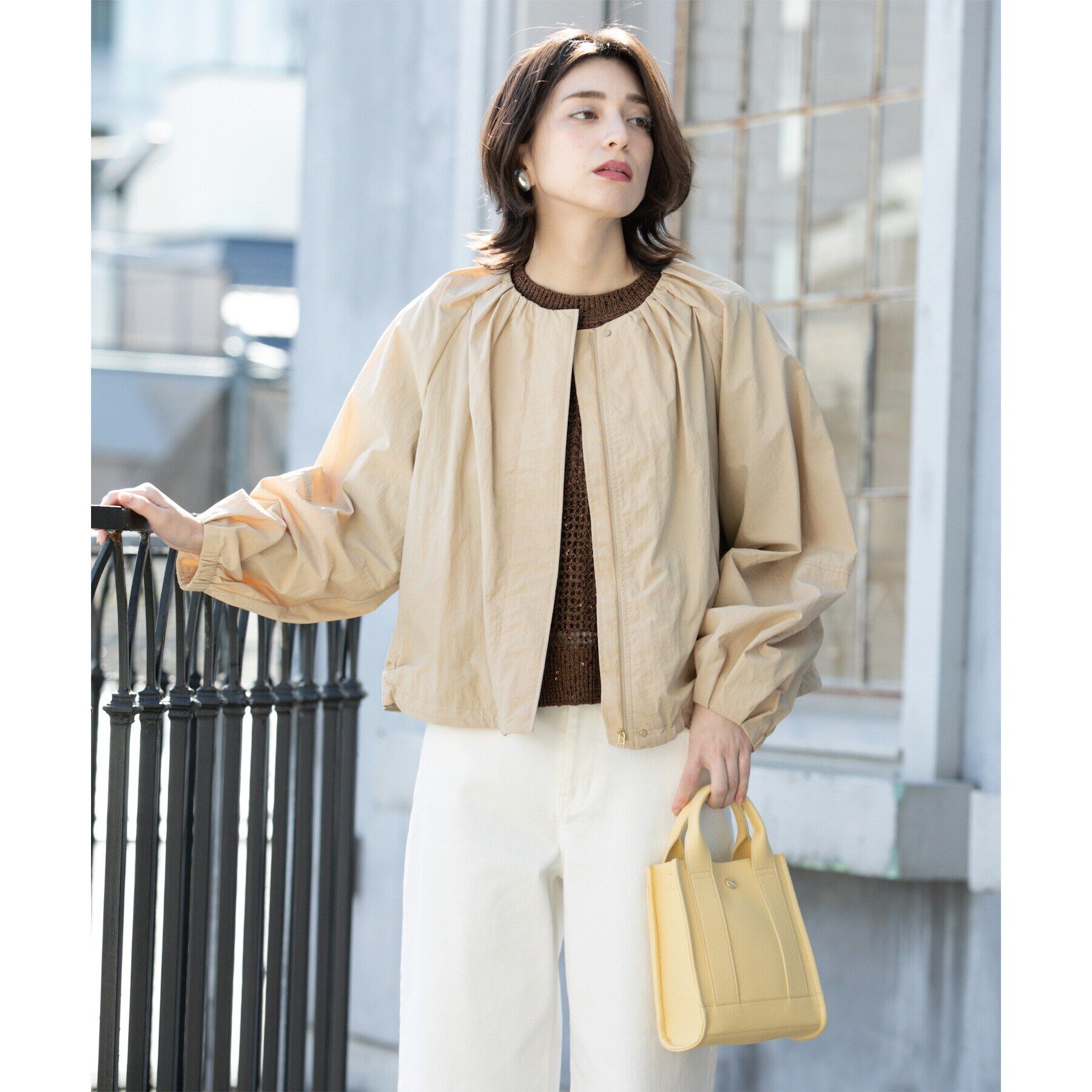 OPAQUE.CLIP「撥水ノーカーラーブルゾン【UV/洗濯機洗い可】」|ノーカラーコート|