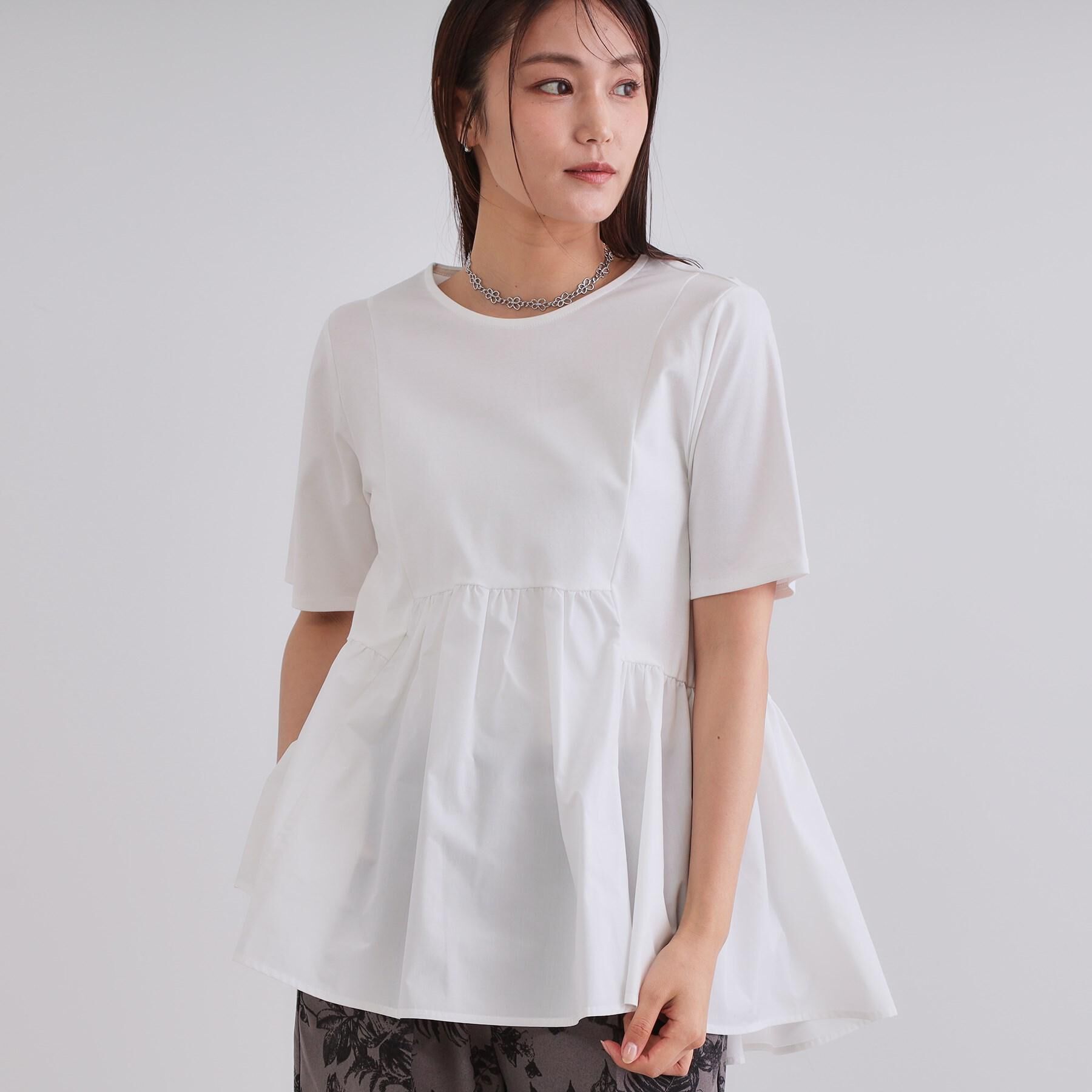 OPAQUE.CLIP「ペプラムドッキングカットソー【洗濯機洗い可】」|Tシャツ・カットソー|