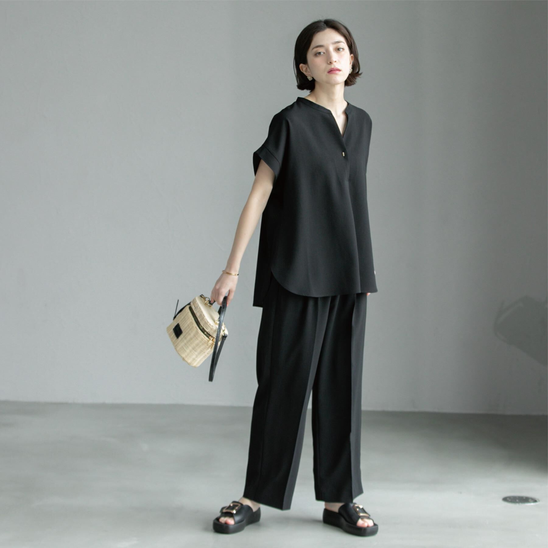 OPAQUE.CLIP「《6色展開/丈が選べる》美脚イージーワイドパンツ/セットアップ対応【ストレッチ/洗濯機洗い可/防シワ」|その他|