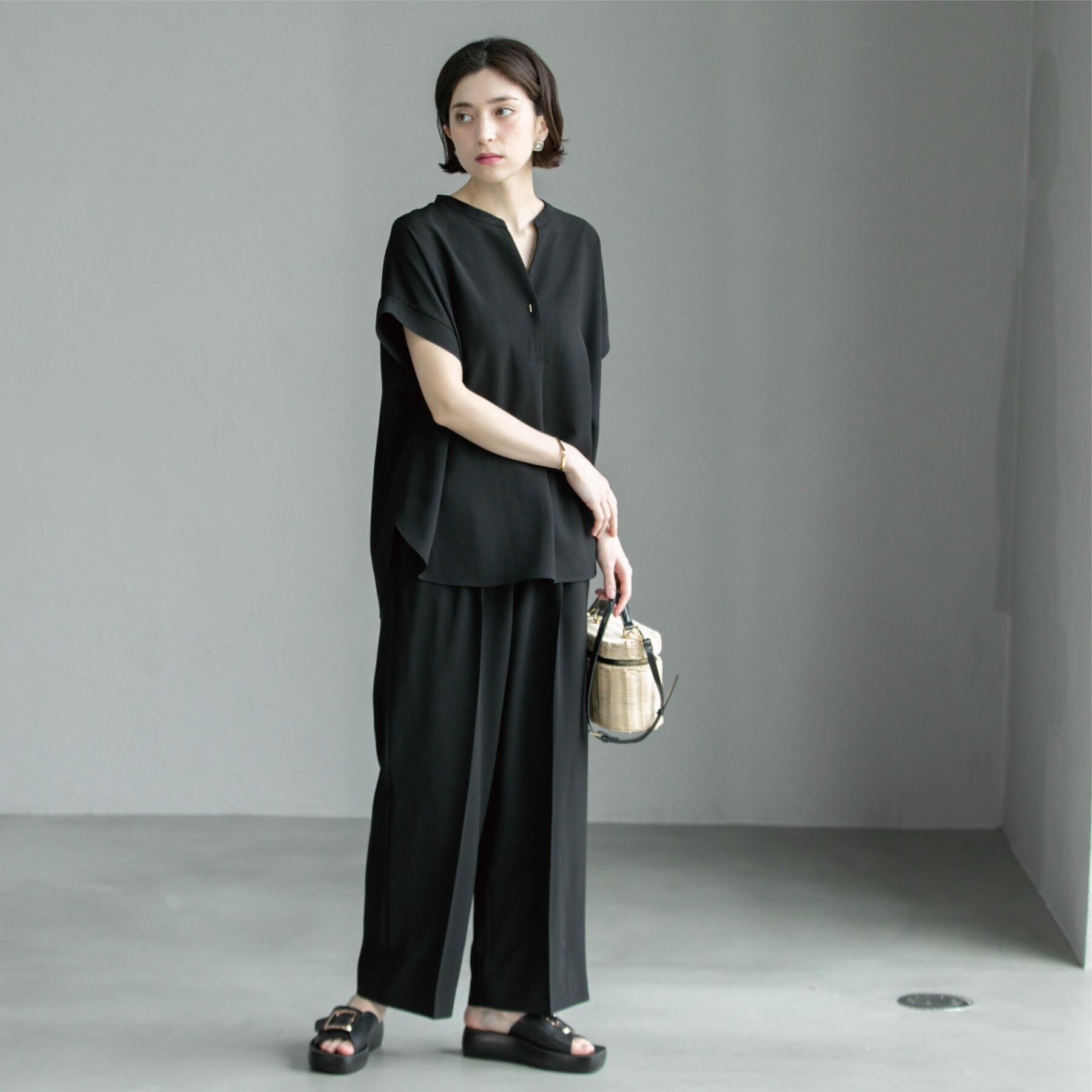 OPAQUE.CLIP「《7色展開/SS-LLサイズ》ストレッチスキッパーブラウス/セットアップ対応【洗濯機洗い可/防シワ】」|シャツ・ブラウス|