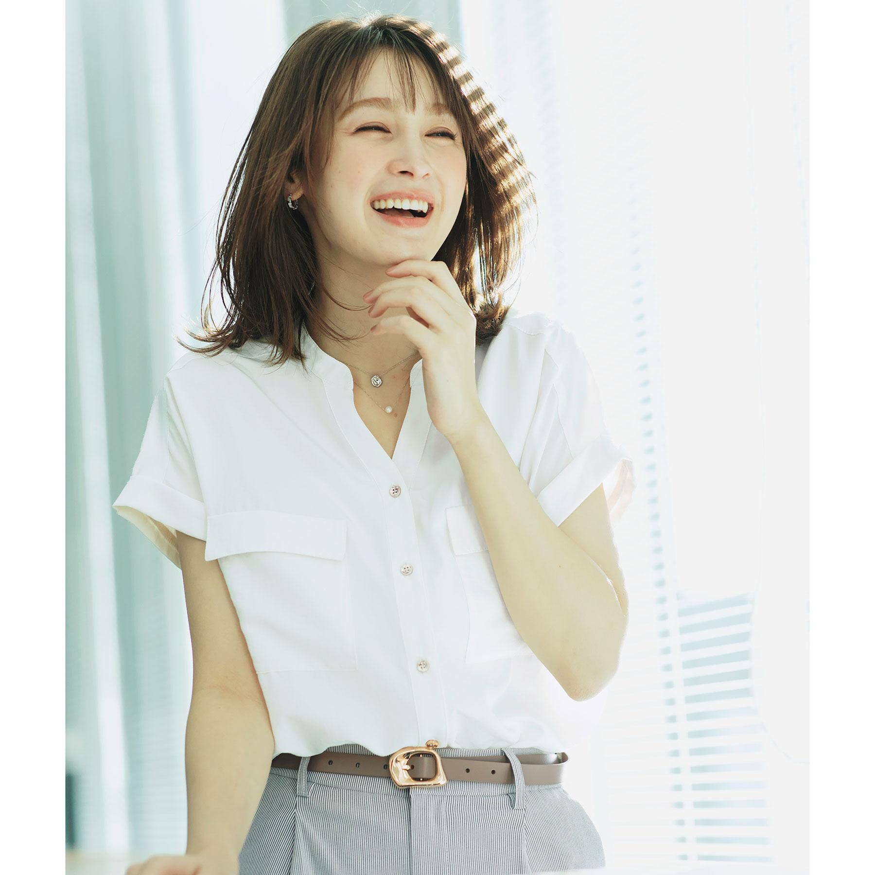 OPAQUE.CLIP「メタル&times;フェイクパール 2連ネックレス」|ネックレス|