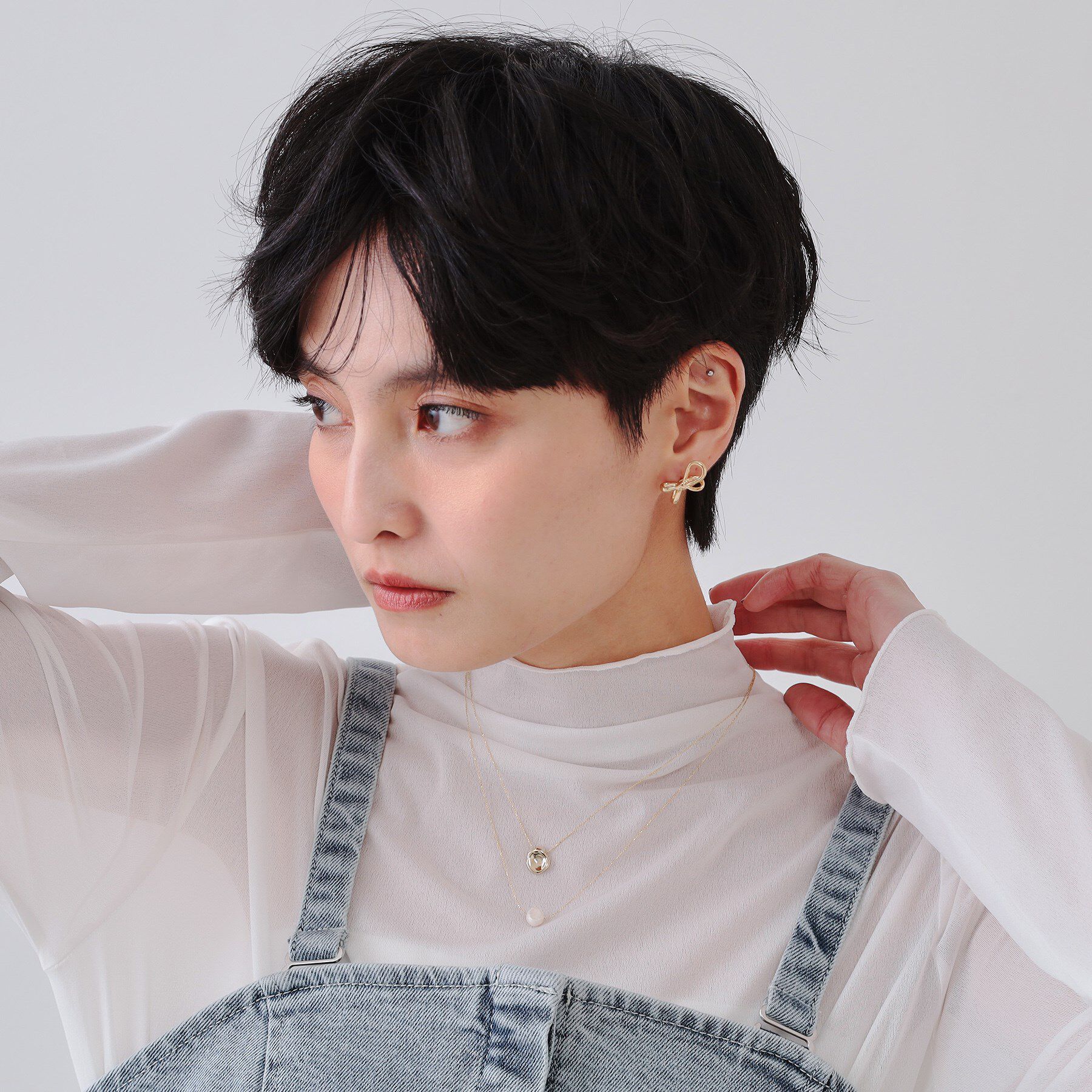 OPAQUE.CLIP「メタル&times;フェイクパール 2連ネックレス」|ネックレス|