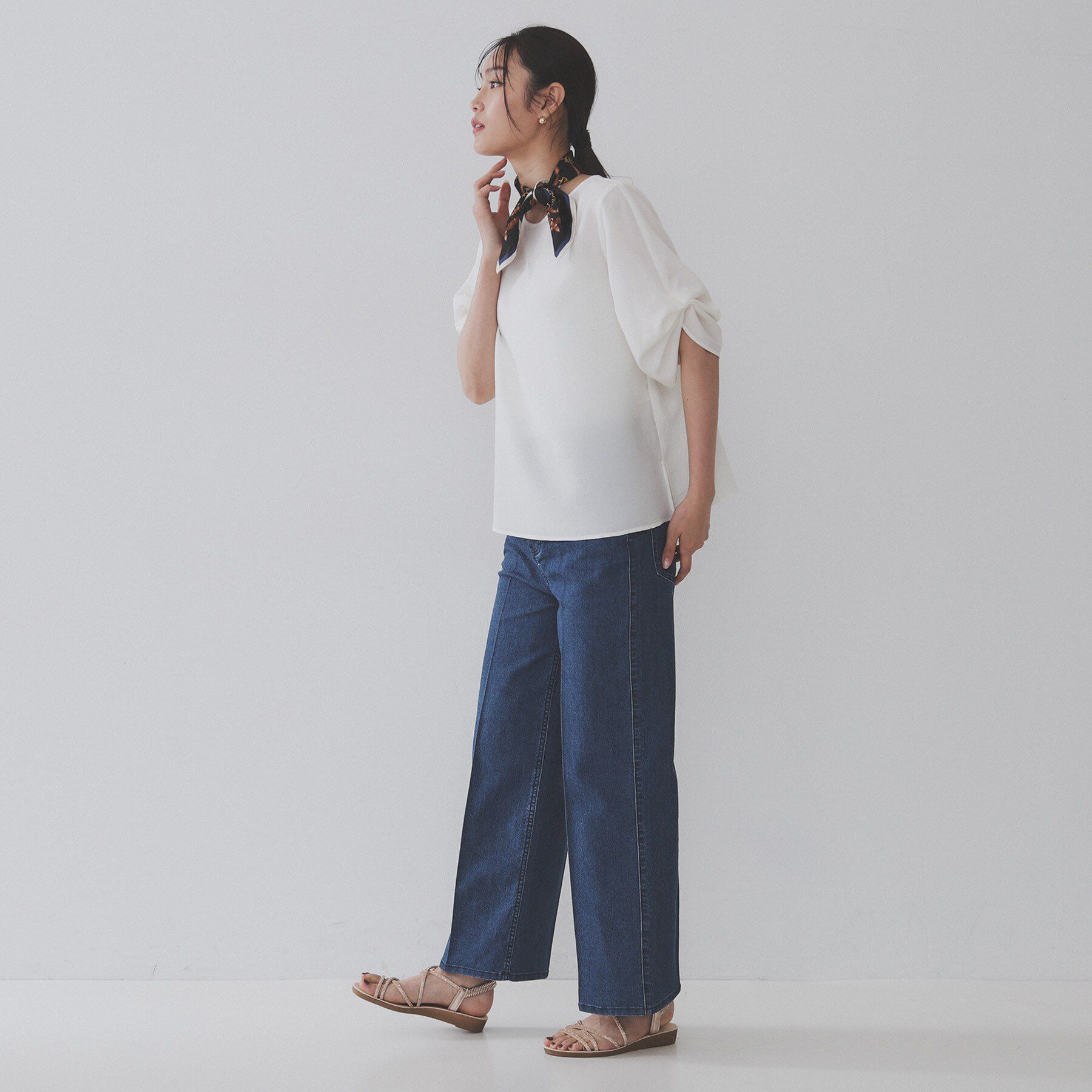 OPAQUE.CLIP「リネンライクタックスリーブブラウス【洗濯機洗い可/吸水速乾/接触冷感】」|シャツ・ブラウス|