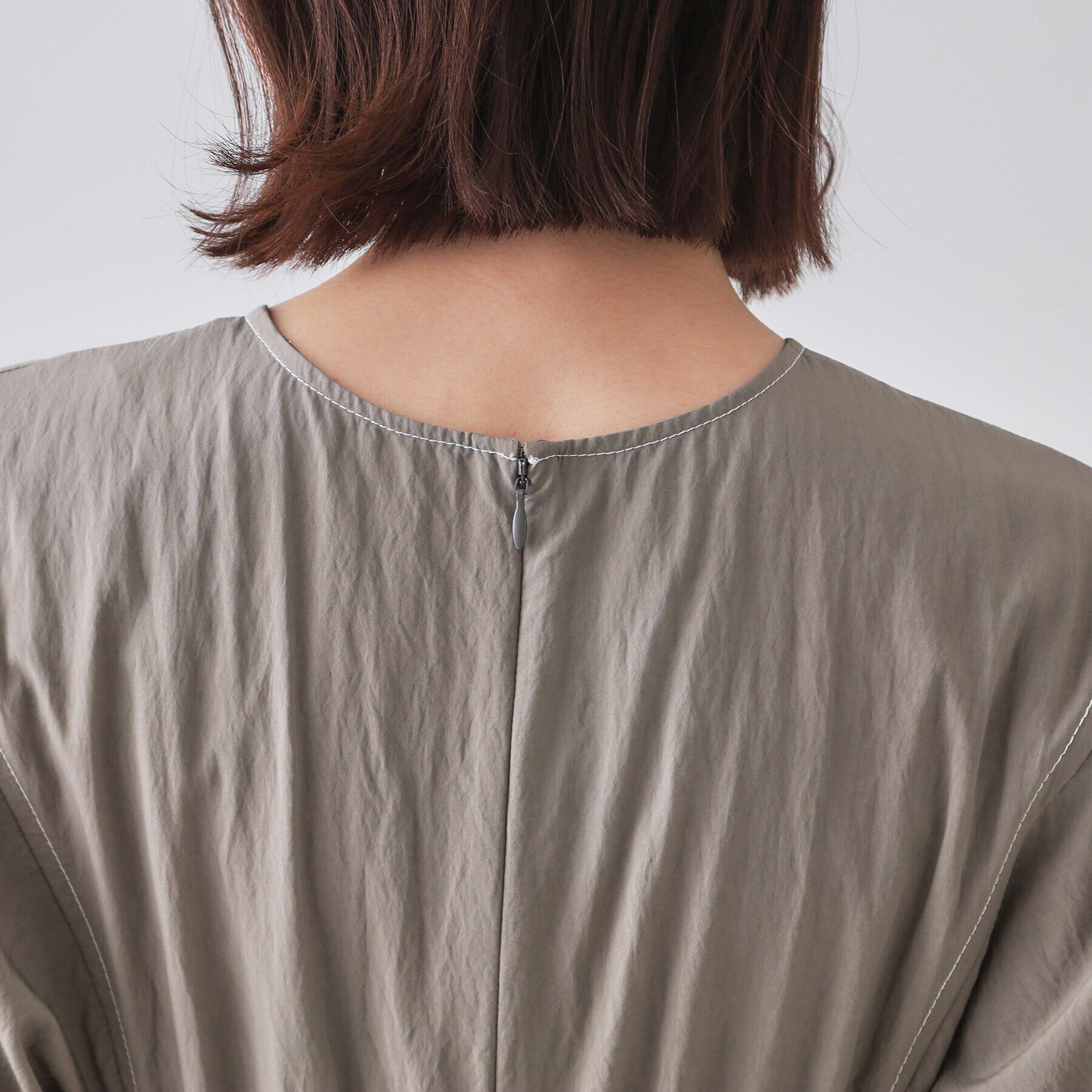 OPAQUE.CLIP「配色ボリュームタックスリーブワンピース【洗濯機洗い可】」|ワンピース|