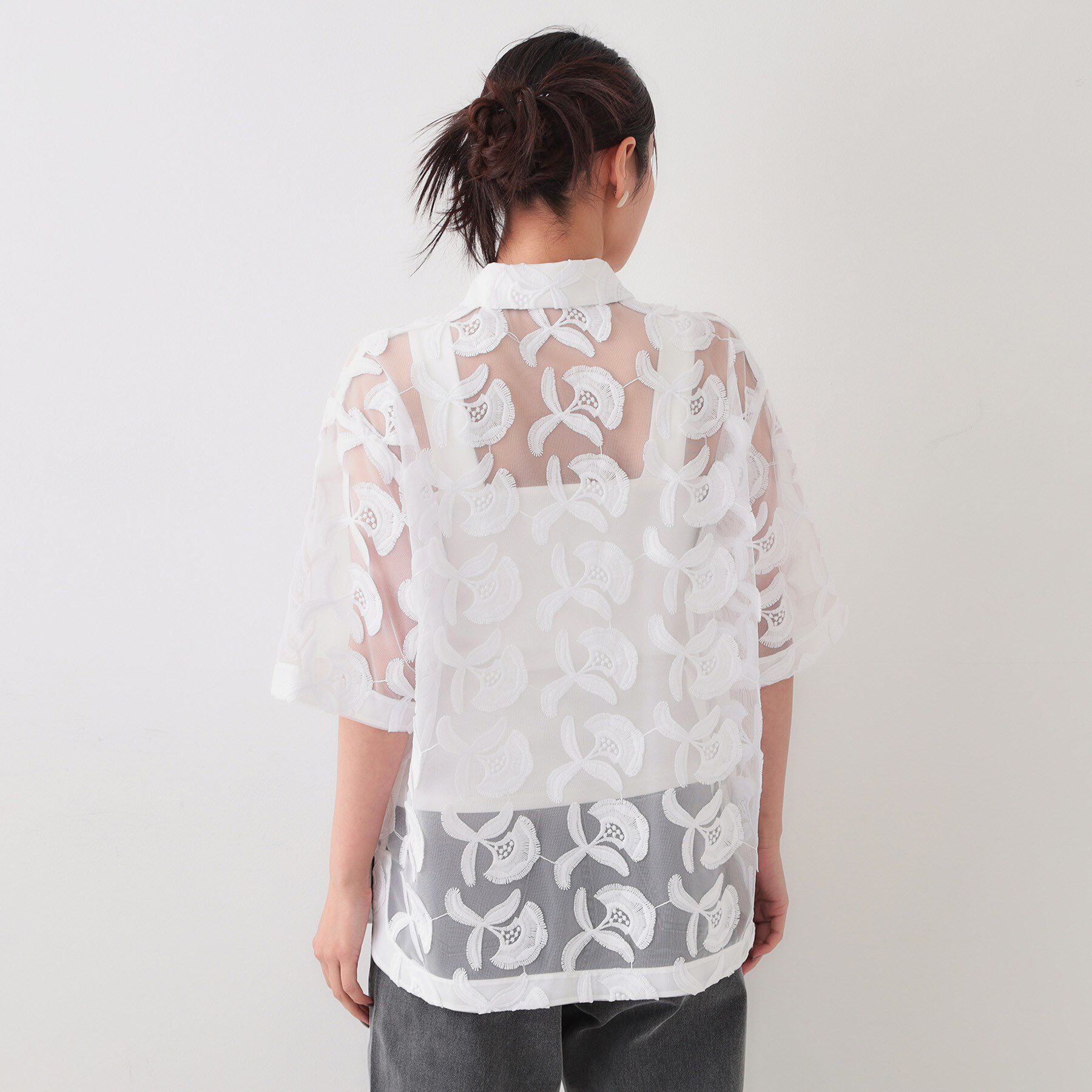 OPAQUE.CLIP「3Dフラワーレースシャツ【洗える】」|シャツ・ブラウス|