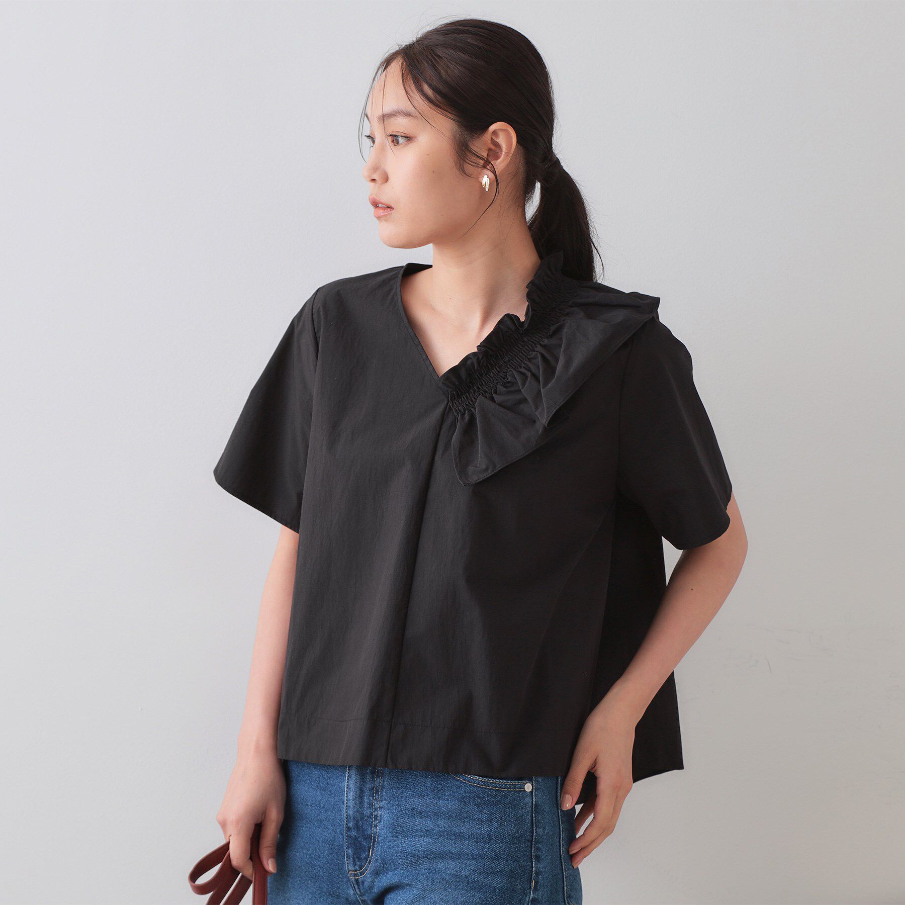 OPAQUE.CLIP「アシンメトリーフリルブラウス【洗濯機洗い可】」|シャツ・ブラウス|