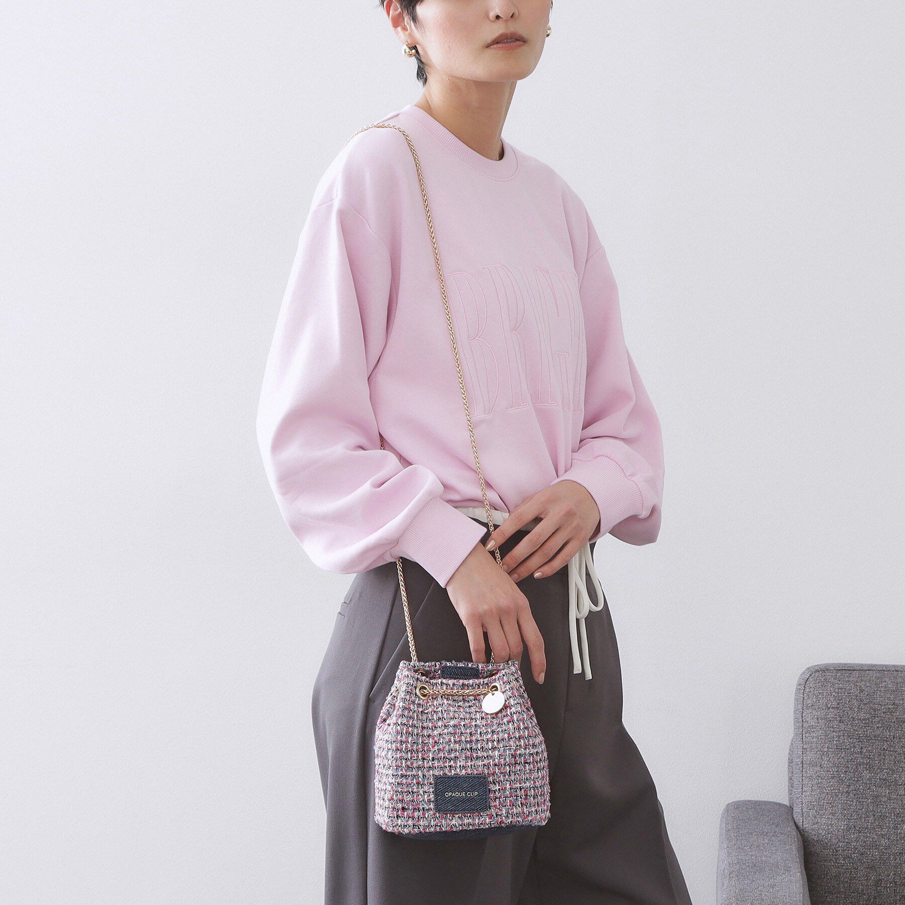 OPAQUE.CLIP「【2WAY】ツイードコンビミニショルダー」|ショルダー・メッセンジャー|