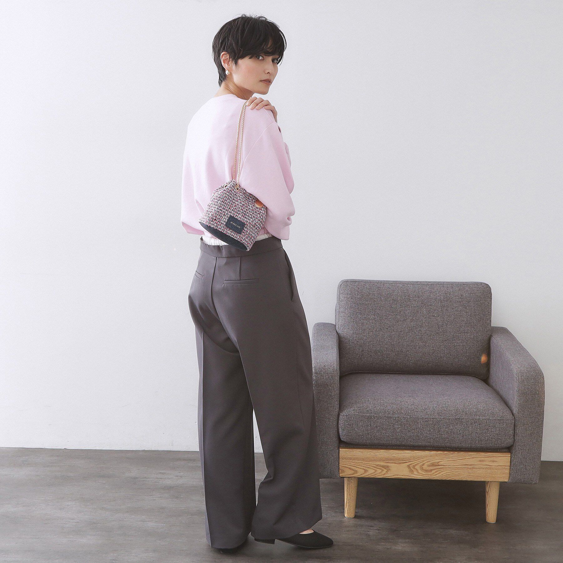 OPAQUE.CLIP「【2WAY】ツイードコンビミニショルダー」|ショルダー・メッセンジャー|