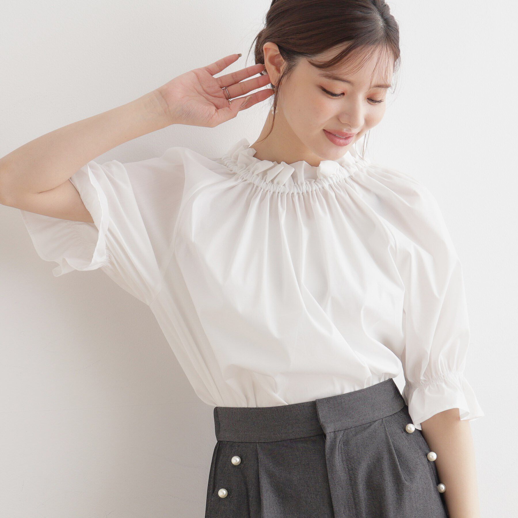 Couture broach「ギャザーフリルリボンタイ」|シャツ・ブラウス|