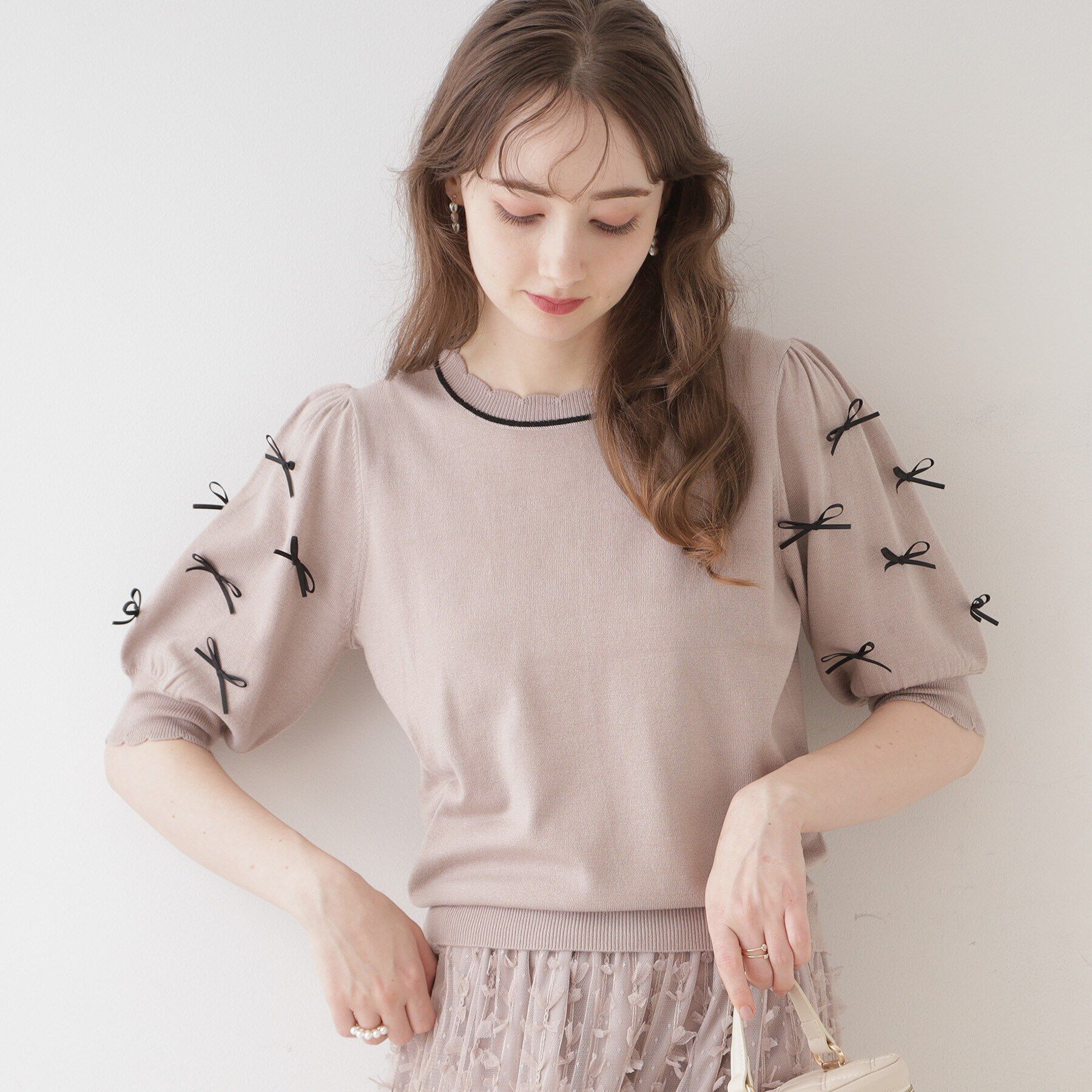 Couture broach「【リボン好き必見・二の腕カバー】リボン袖ニット」|ニット・セーター|