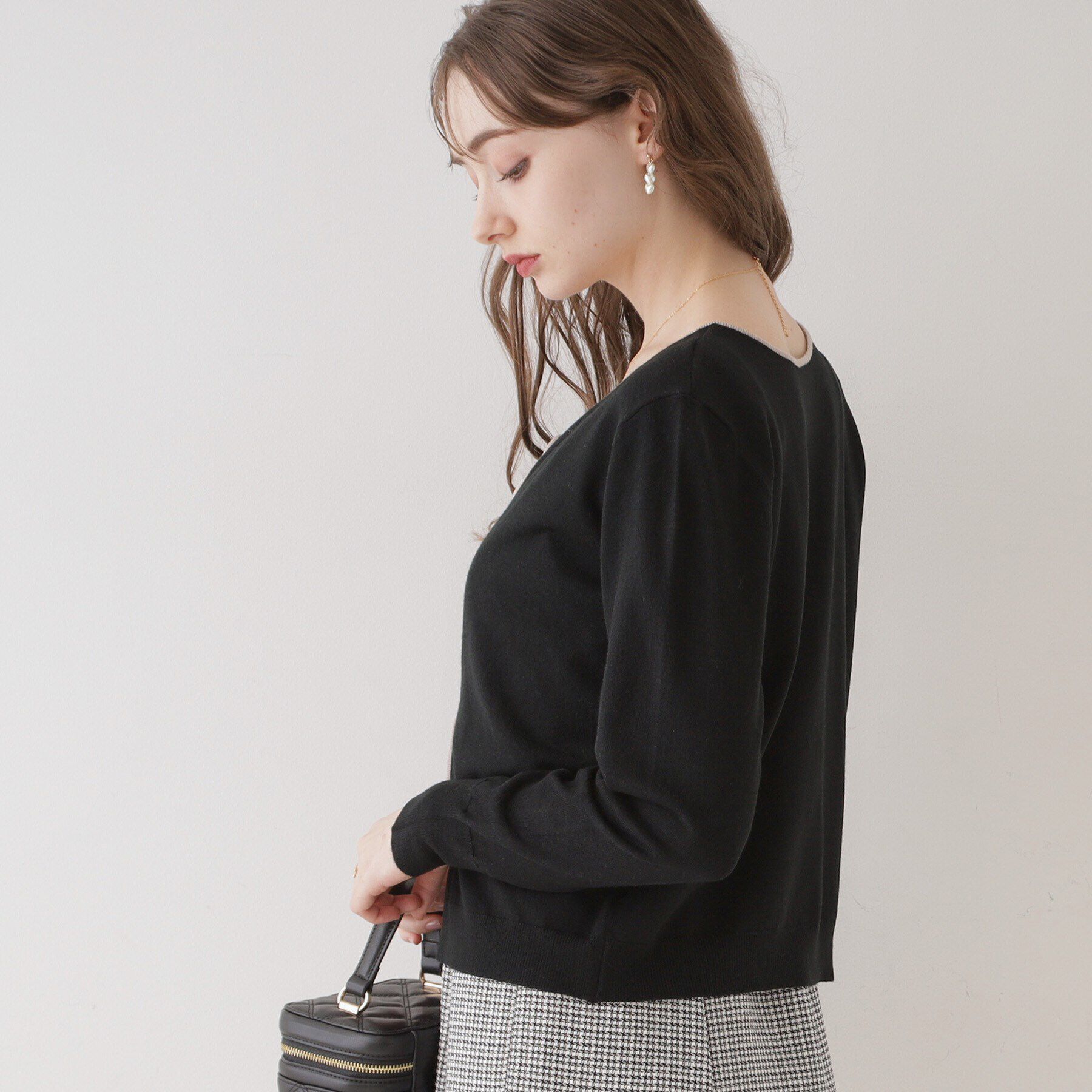 Couture broach「【前後2WAYで楽しめる】配色リボン カーディトップス」|カーディガン|