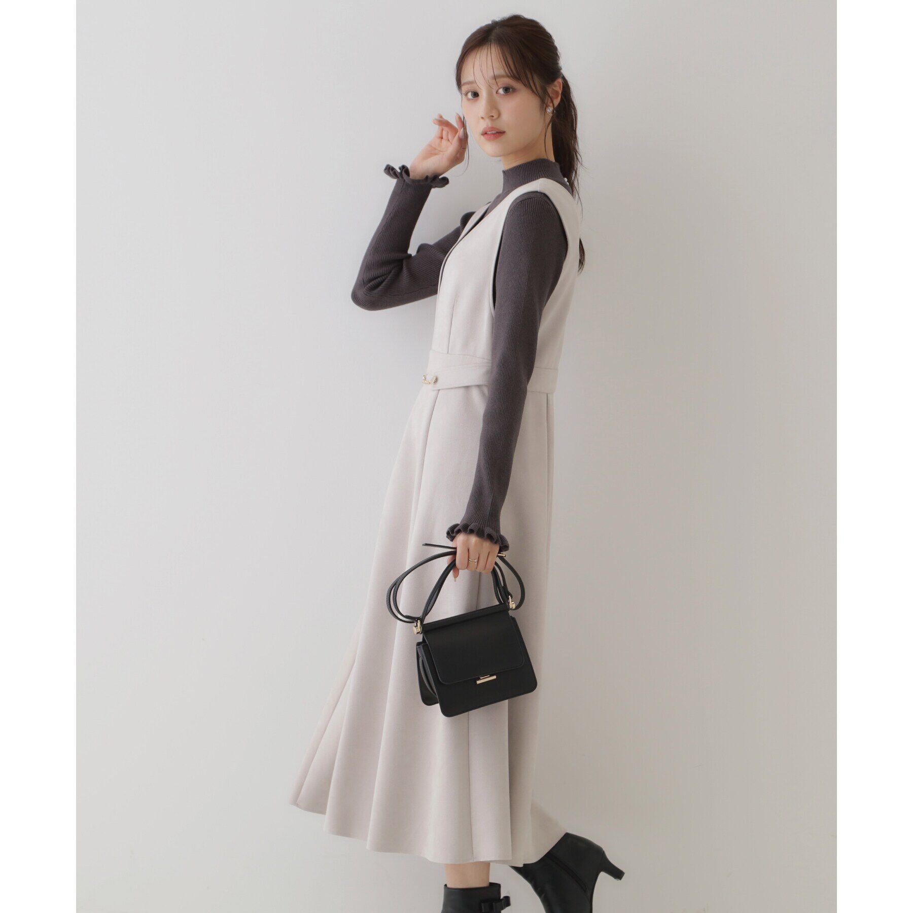 Couture broach「【大人レディな華やぎジャンスカ】スエード調ダンボールデザインジャンスカ」|ワンピース|