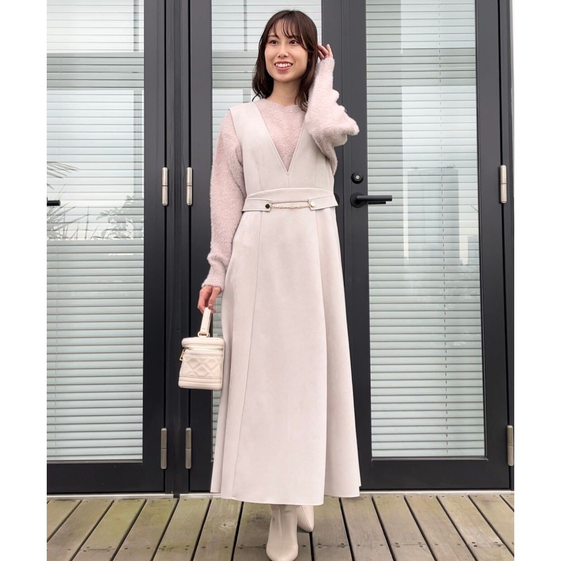 Couture broach「【大人レディな華やぎジャンスカ】スエード調ダンボールデザインジャンスカ」|ワンピース|