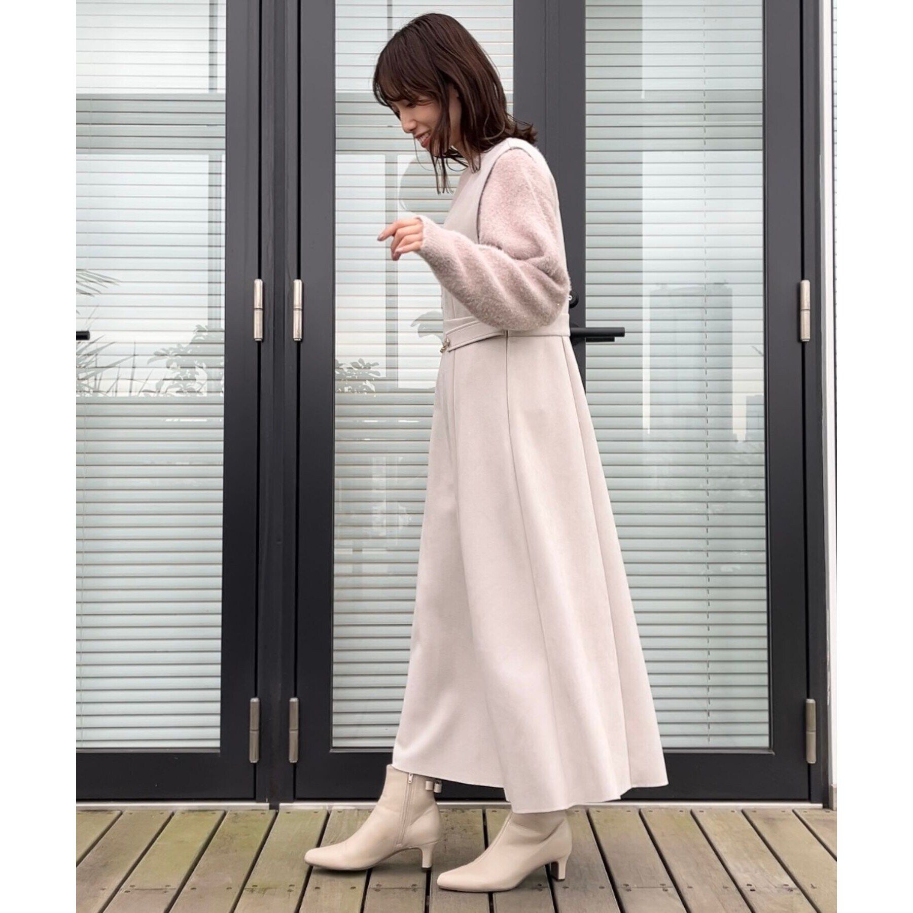 Couture broach「【大人レディな華やぎジャンスカ】スエード調ダンボールデザインジャンスカ」|ワンピース|