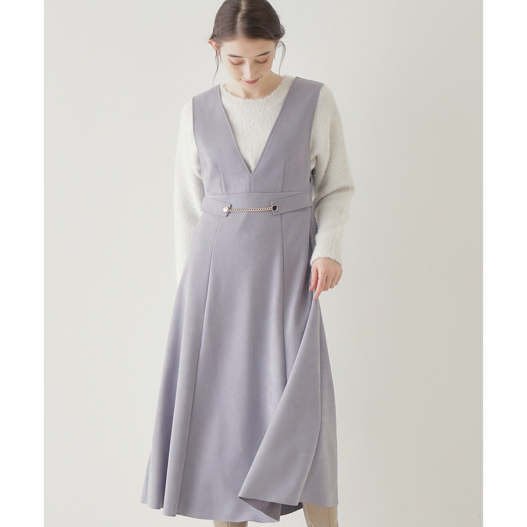 Couture broach「【大人レディな華やぎジャンスカ】スエード調ダンボールデザインジャンスカ」|ワンピース|ﾗﾍﾞﾝﾀﾞｰ(080)