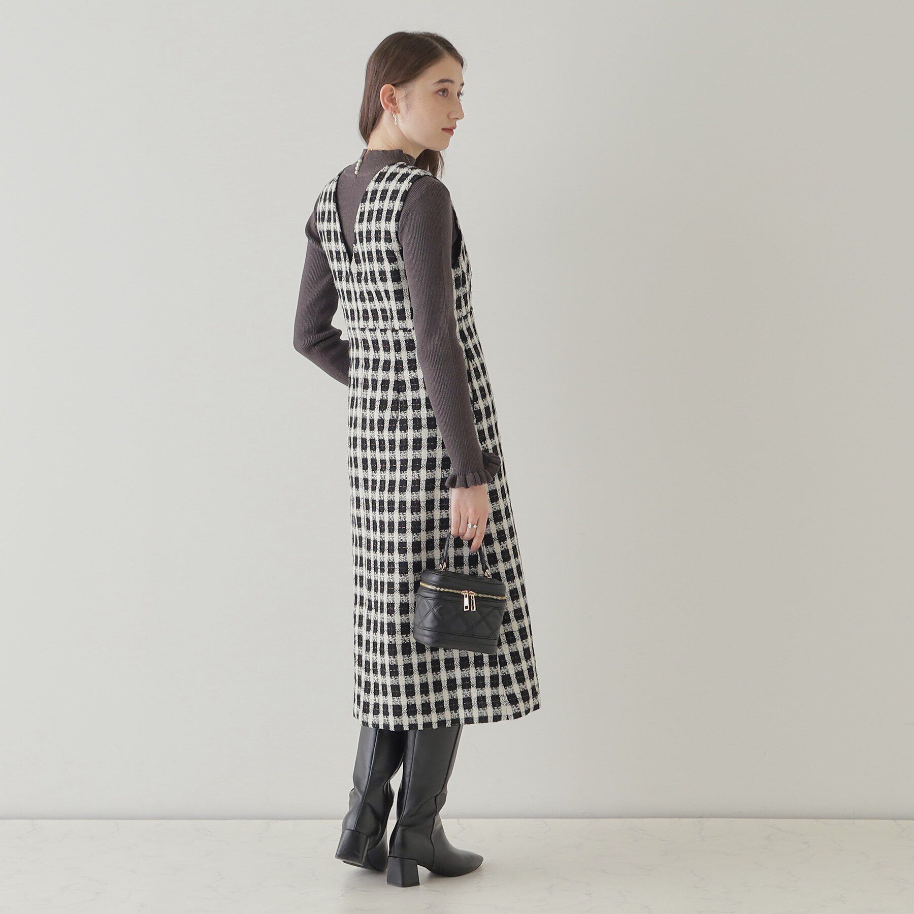 Couture broach「【オトナ女子のキレイめジャンスカ】モールチェックツイードジャンスカ」|ワンピース|
