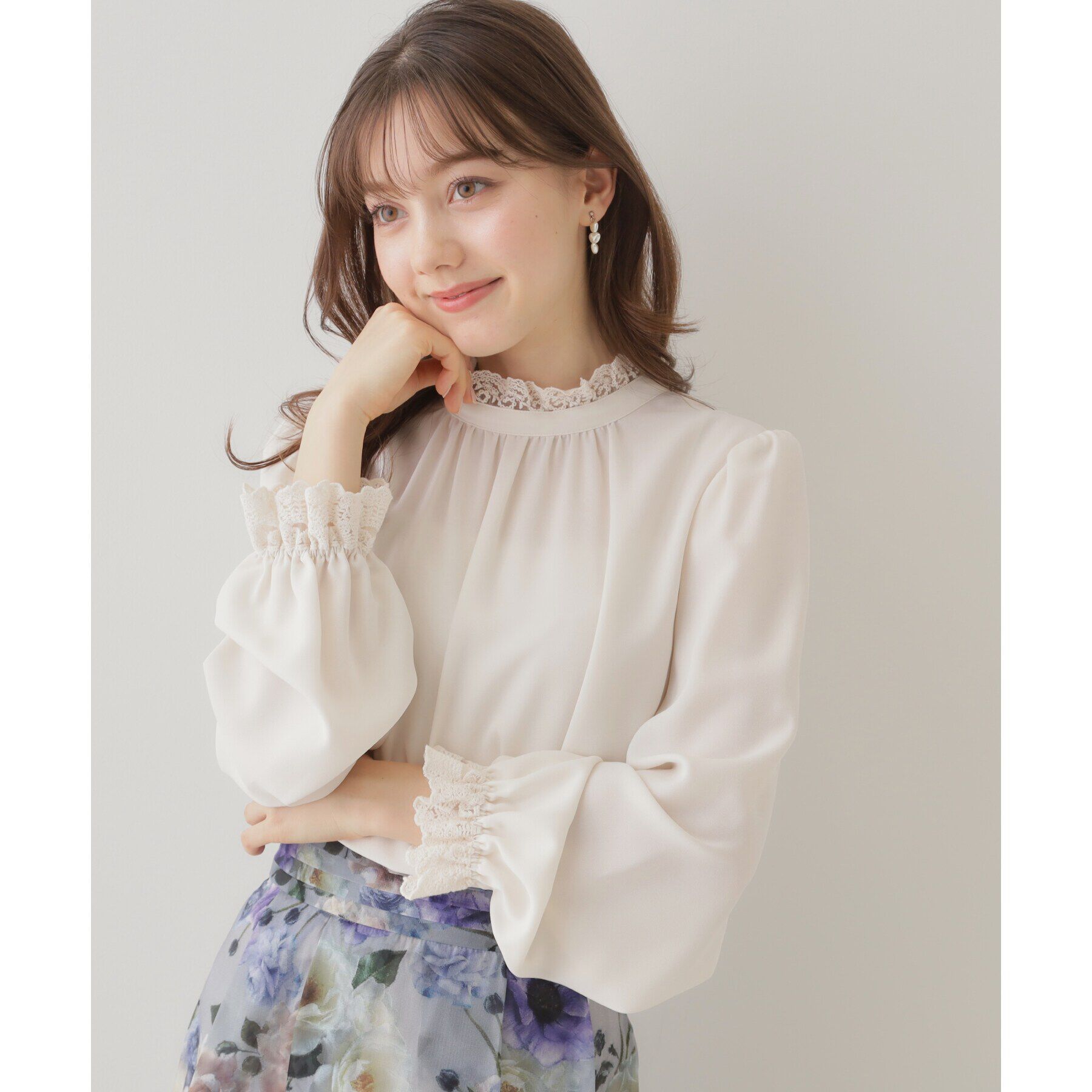 Couture broach「【ほろ甘・大人カワイイ】エンブロレース2WAYブラウス」|シャツ・ブラウス|アイボリー(004)