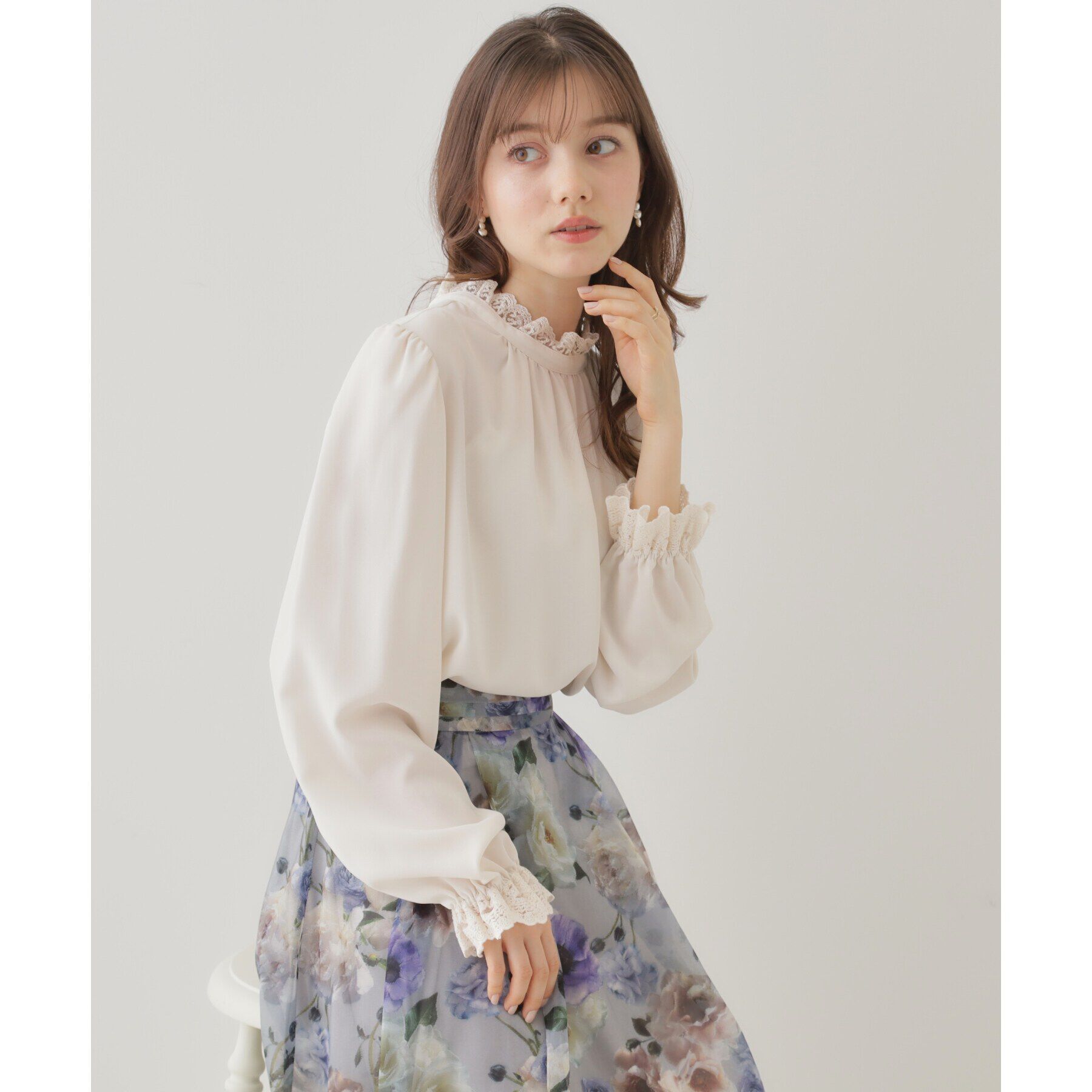 Couture broach「【ほろ甘・大人カワイイ】エンブロレース2WAYブラウス」|シャツ・ブラウス|