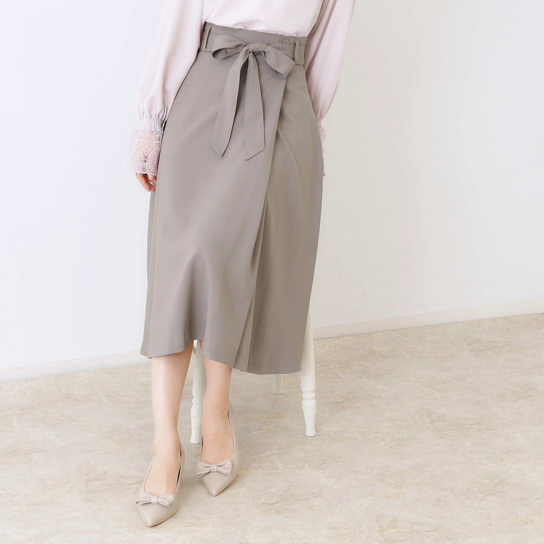 Couture broach「【きれいめ・美脚効果・通勤】ネオシャンブルラップ風スカート」|スカート|