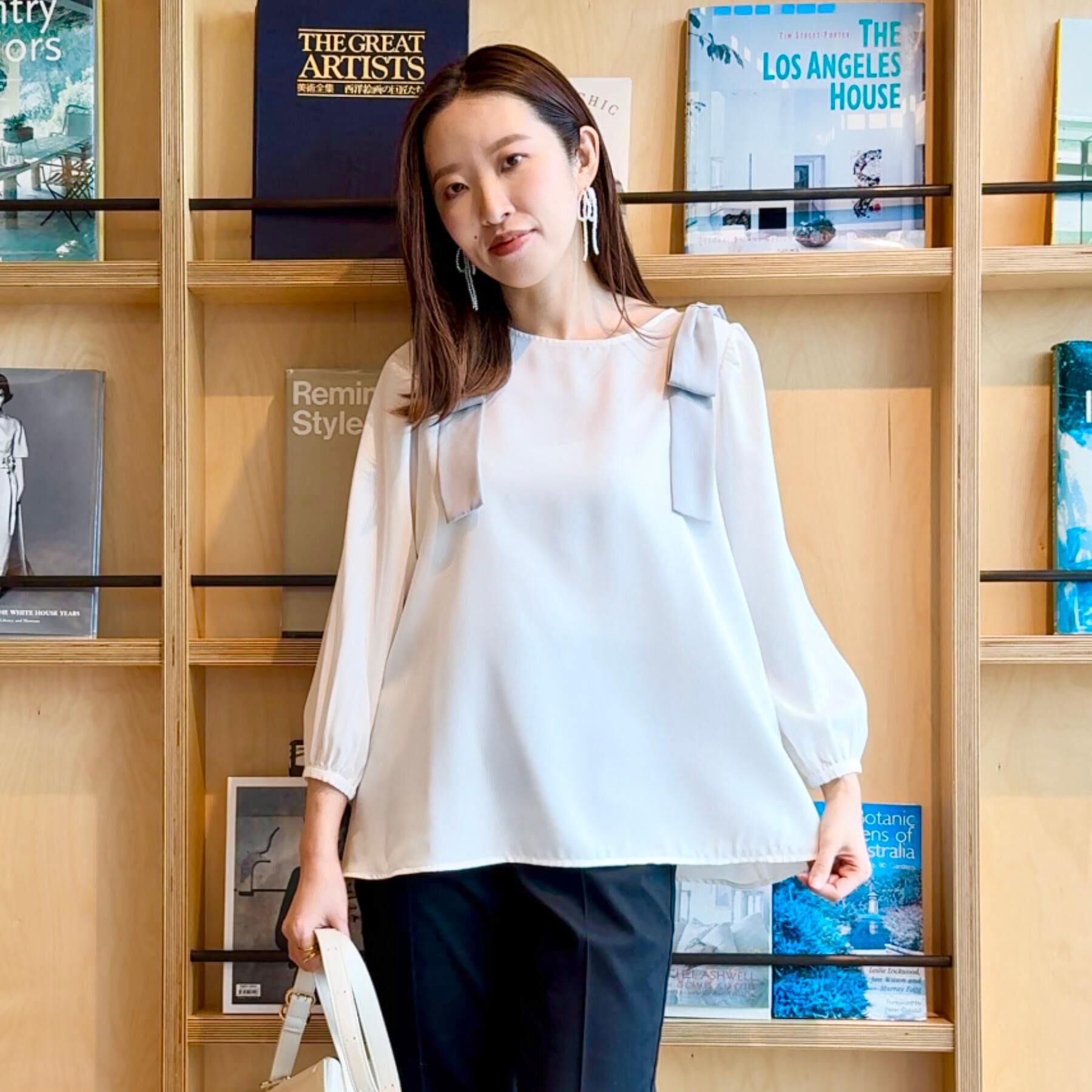 Couture broach「【フェミニン・通勤】肩リボンシフォンブラウス」|シャツ・ブラウス|