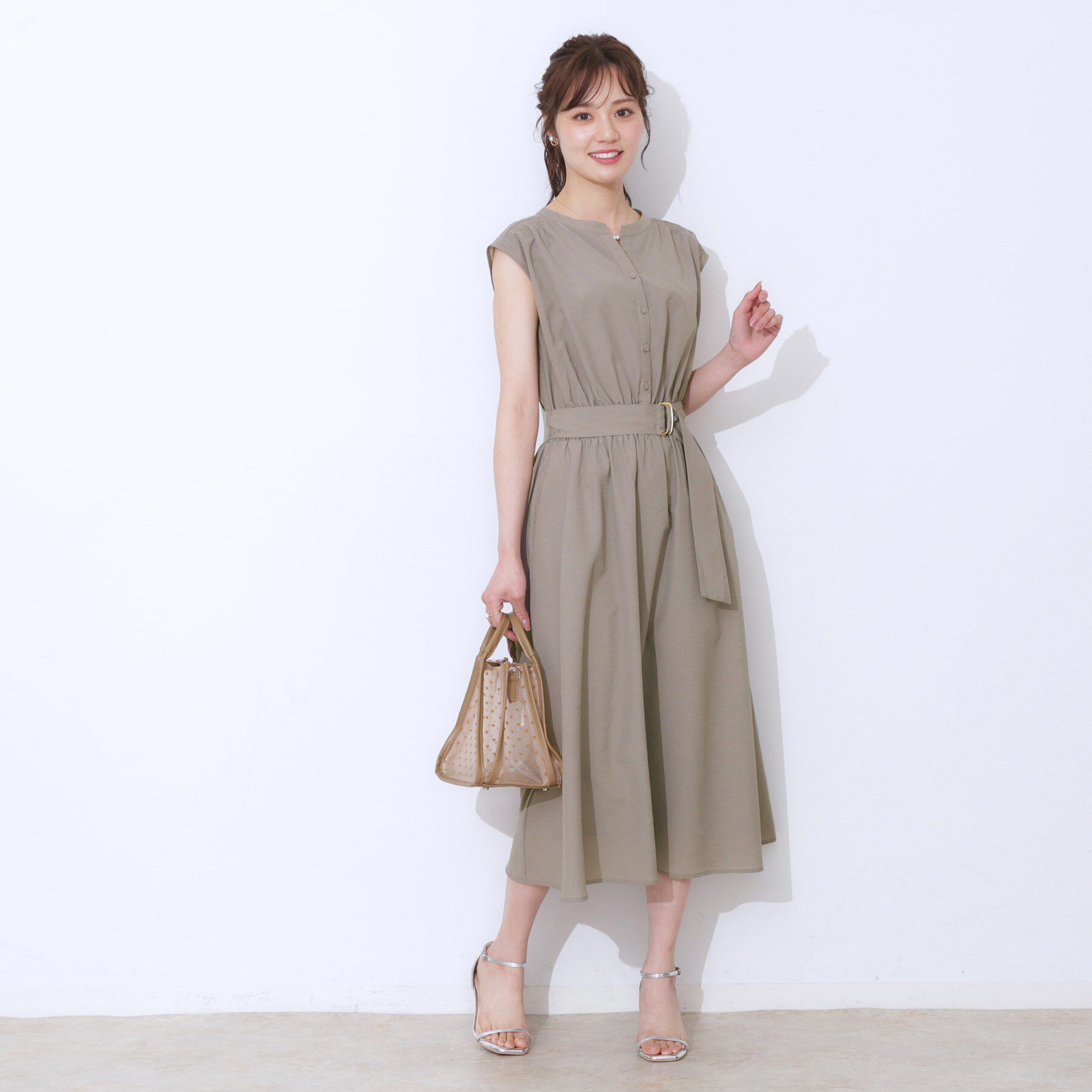 Couture broach「【ドライタッチ・しわになりにくい・通勤】麻調シャツワンピース」|ワンピース|