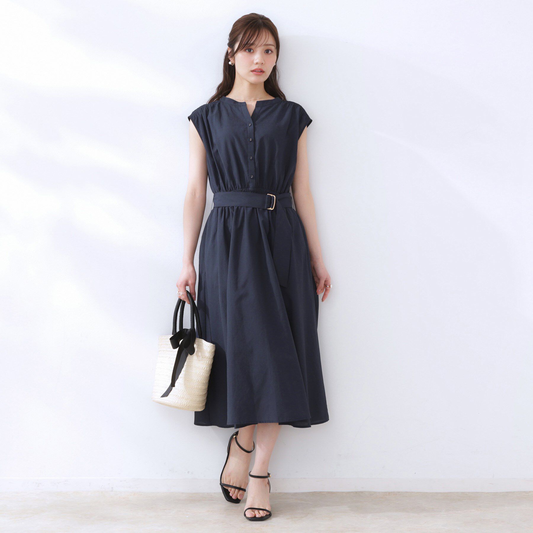 Couture broach「【ドライタッチ・しわになりにくい・通勤】麻調シャツワンピース」|ワンピース|
