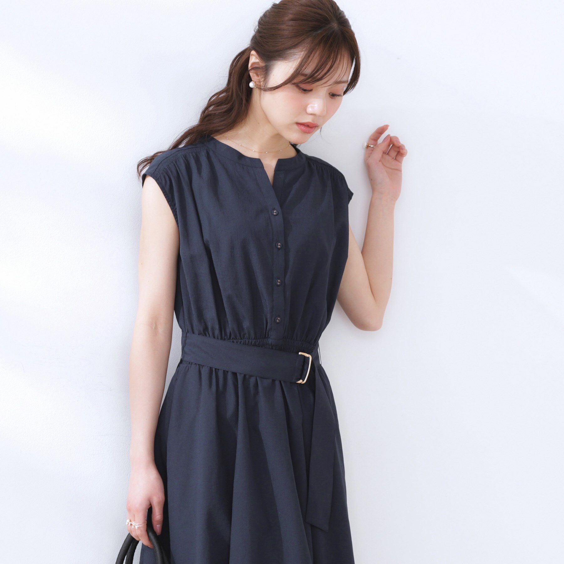 Couture broach「【ドライタッチ・しわになりにくい・通勤】麻調シャツワンピース」|ワンピース|