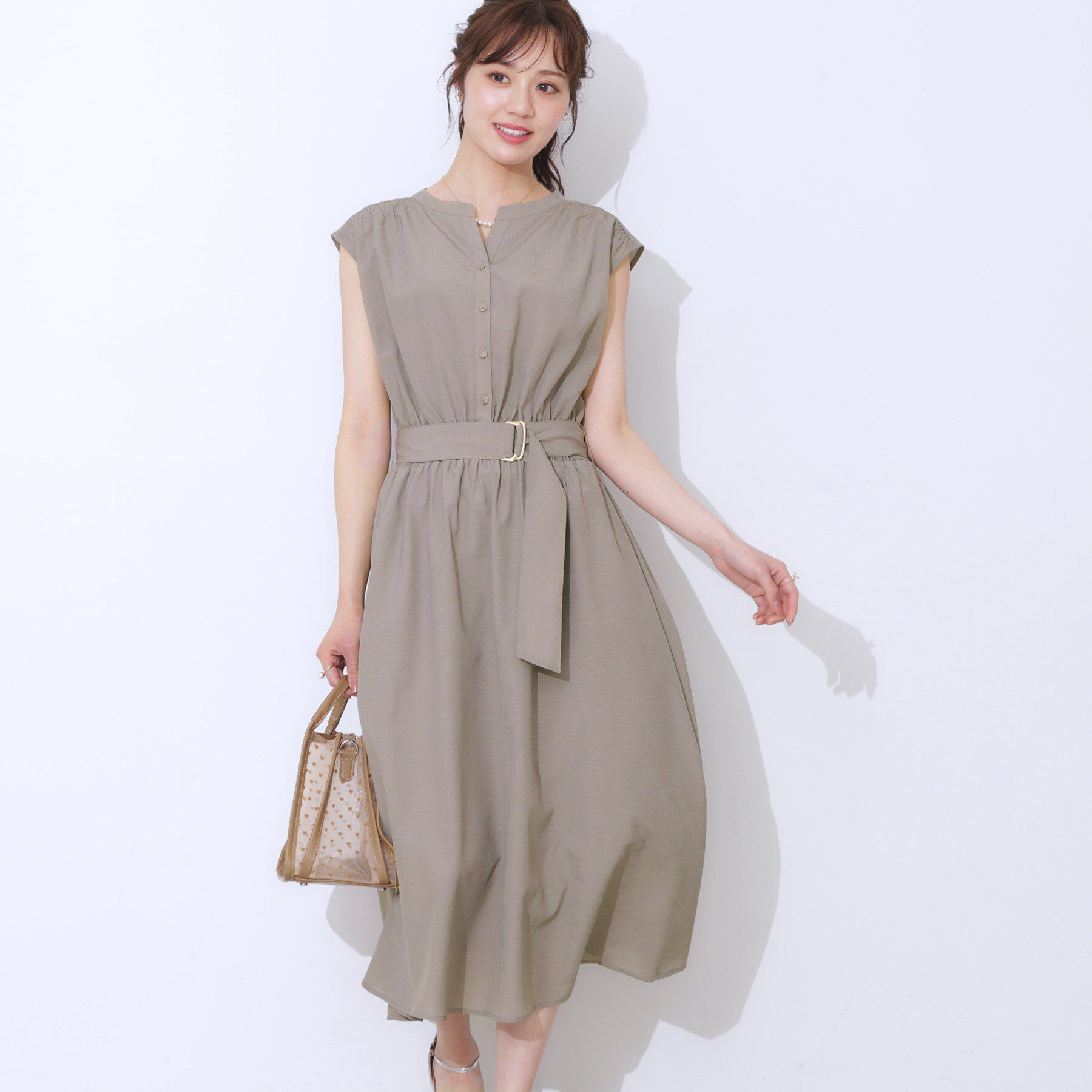 Couture broach「【ドライタッチ・しわになりにくい・通勤】麻調シャツワンピース」|ワンピース|