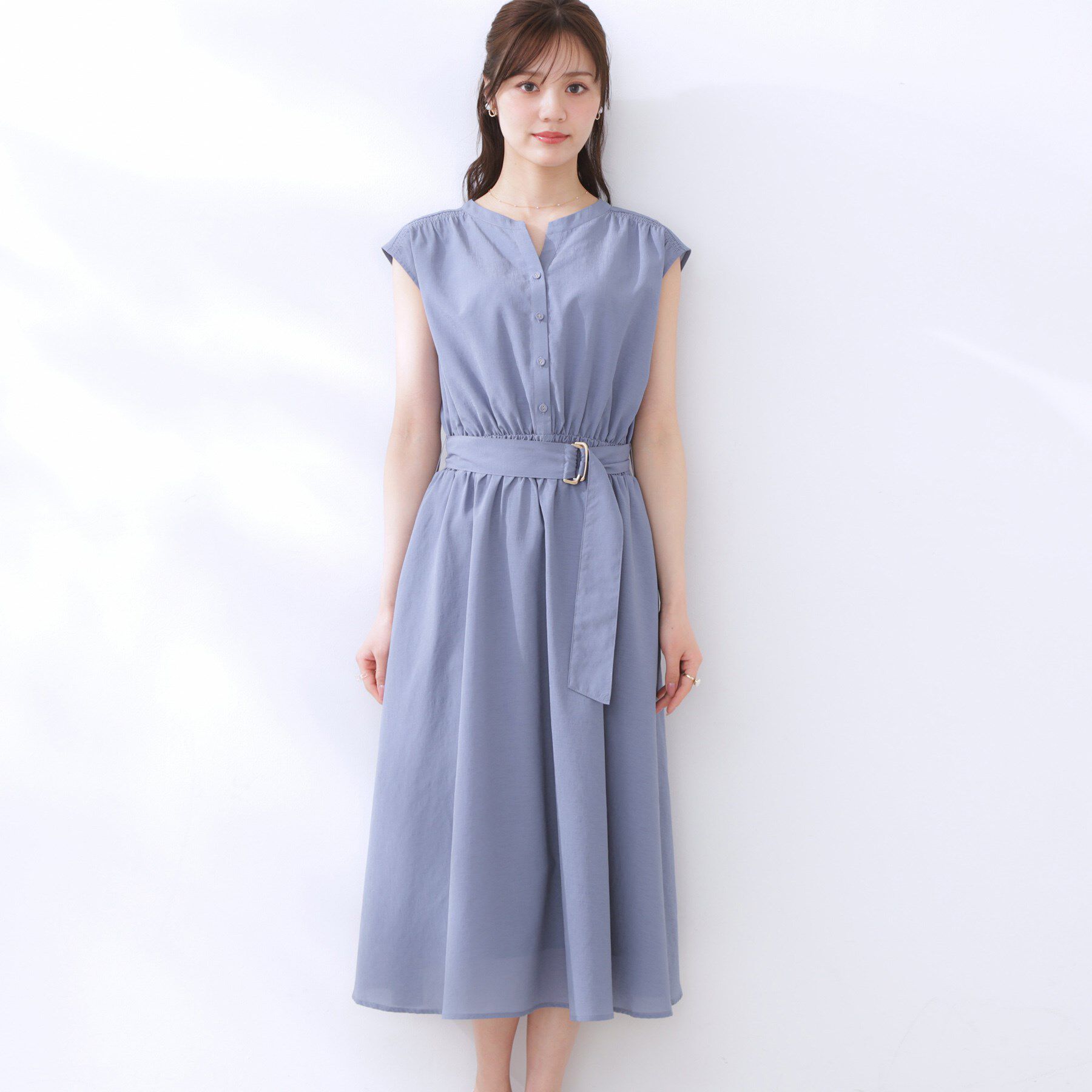 Couture broach「【ドライタッチ・しわになりにくい・通勤】麻調シャツワンピース」|ワンピース|