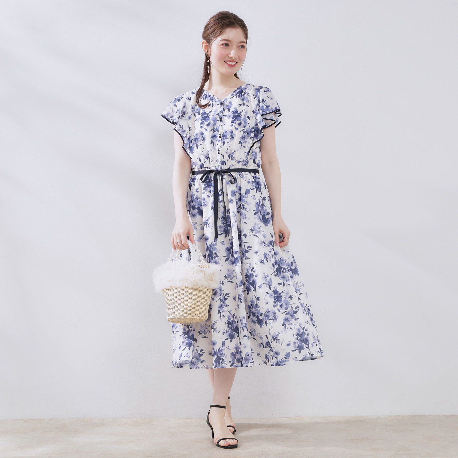 Couture broach「フリルデザインパール調ハンドルカゴバッグ」|ハンドバッグ|