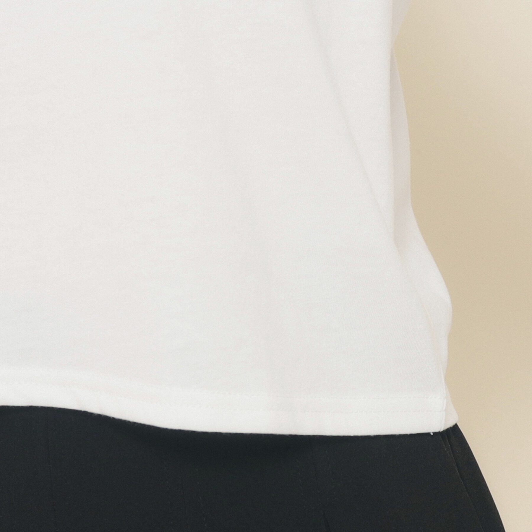 PINK-latte「【130cmあり】フロントロゴ袖リボンリンガーTシャツ」|Tシャツ・カットソー|