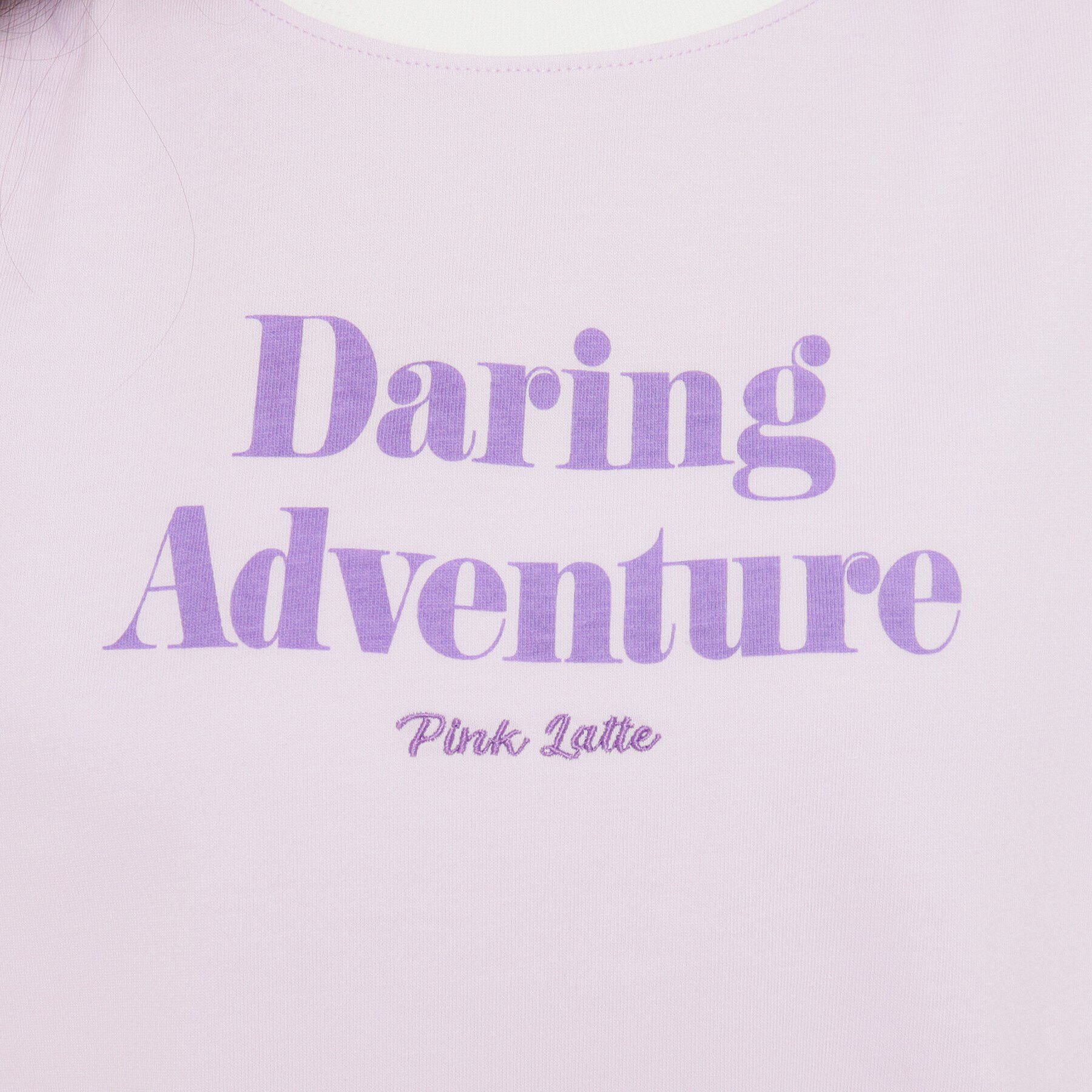 PINK-latte「【130cmあり】フロントロゴ袖リボンリンガーTシャツ」|Tシャツ・カットソー|