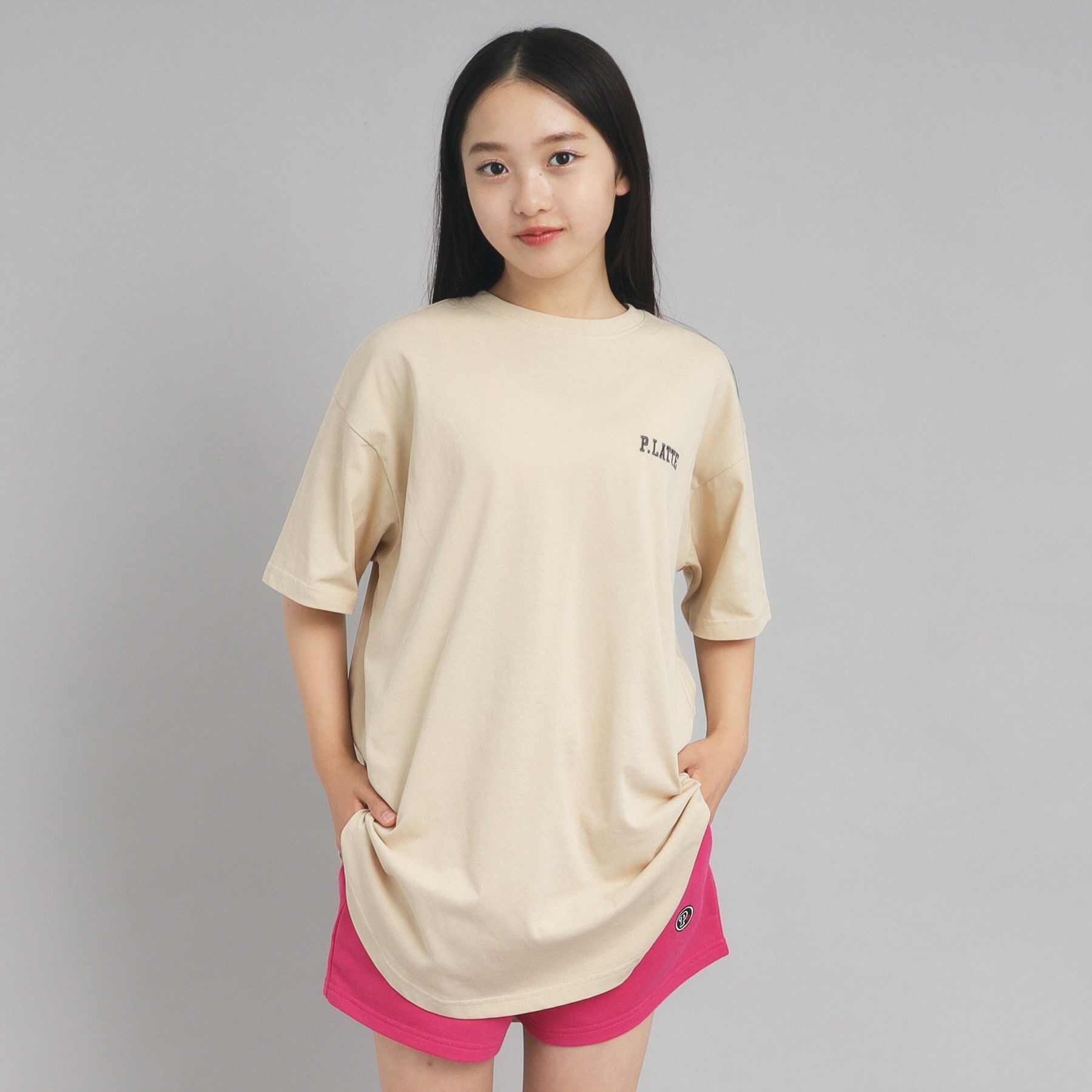 PINK-latte「【接触冷感/130cmあり】ピンクマテTシャツ」|Tシャツ・カットソー|