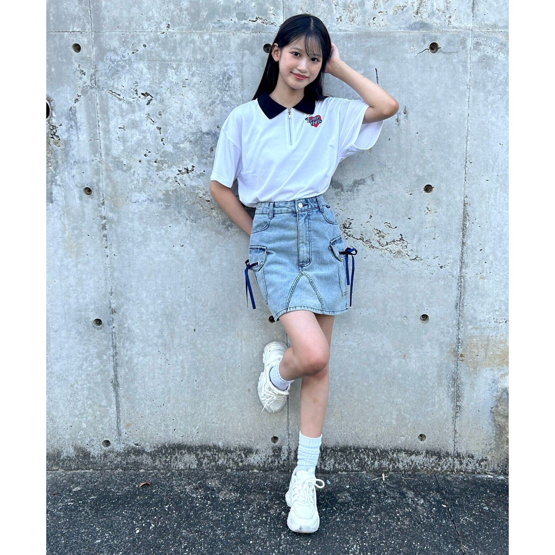 PINK-latte「ポロ衿ハーフジップTシャツ」|Tシャツ・カットソー|