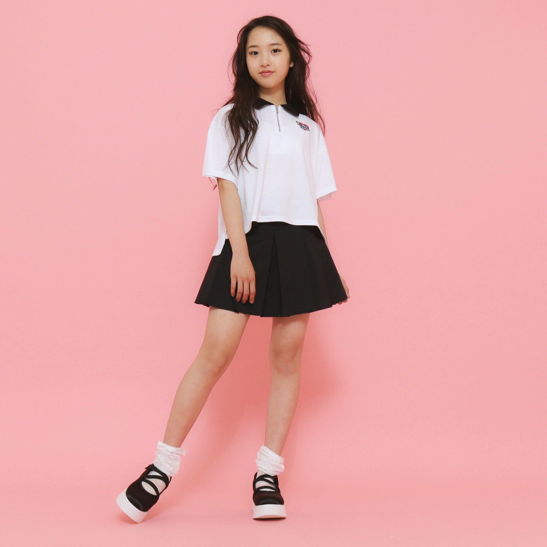 PINK-latte「ポロ衿ハーフジップTシャツ」|Tシャツ・カットソー|