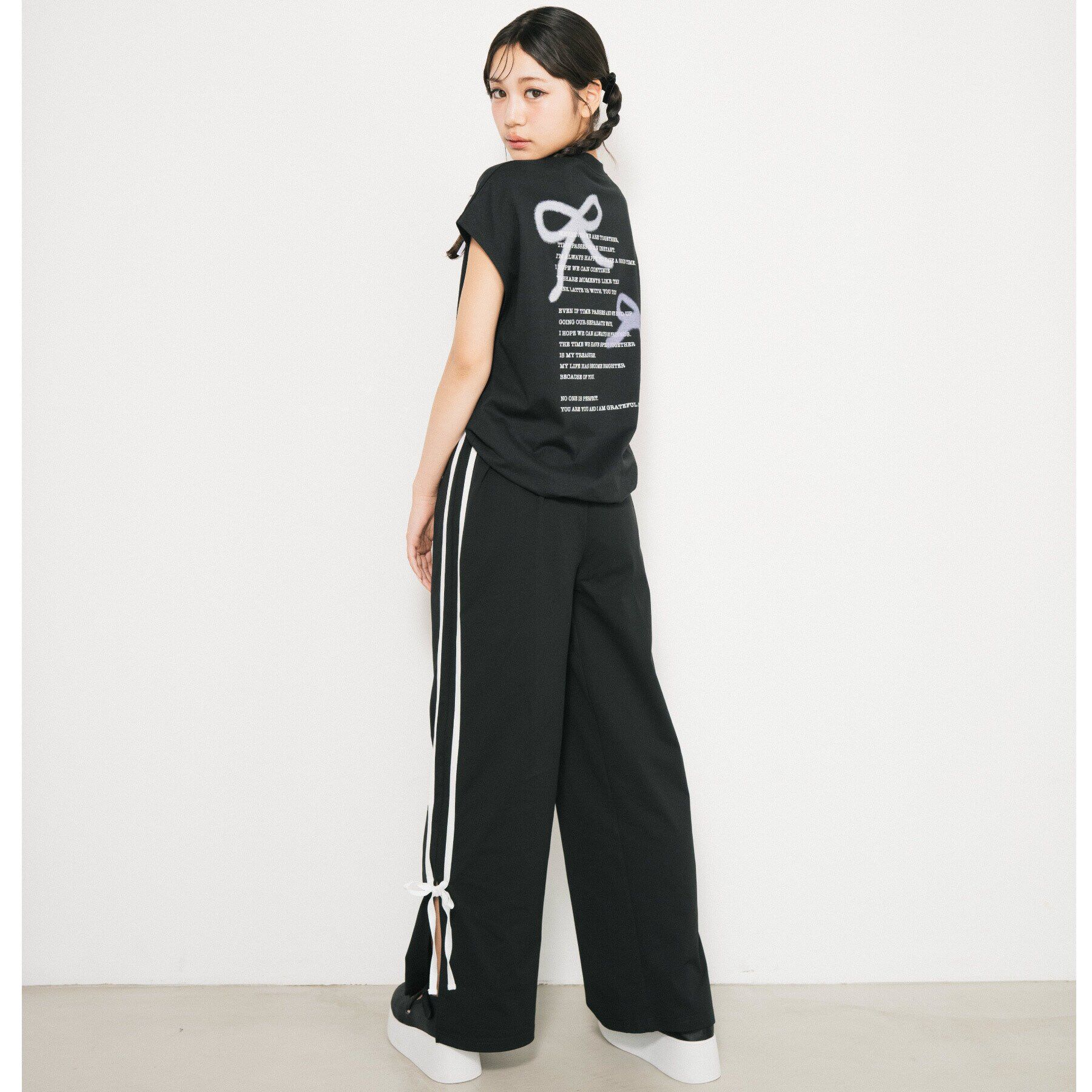 PINK-latte「【130cmあり】サイドラインリボントラックパンツ」|その他|